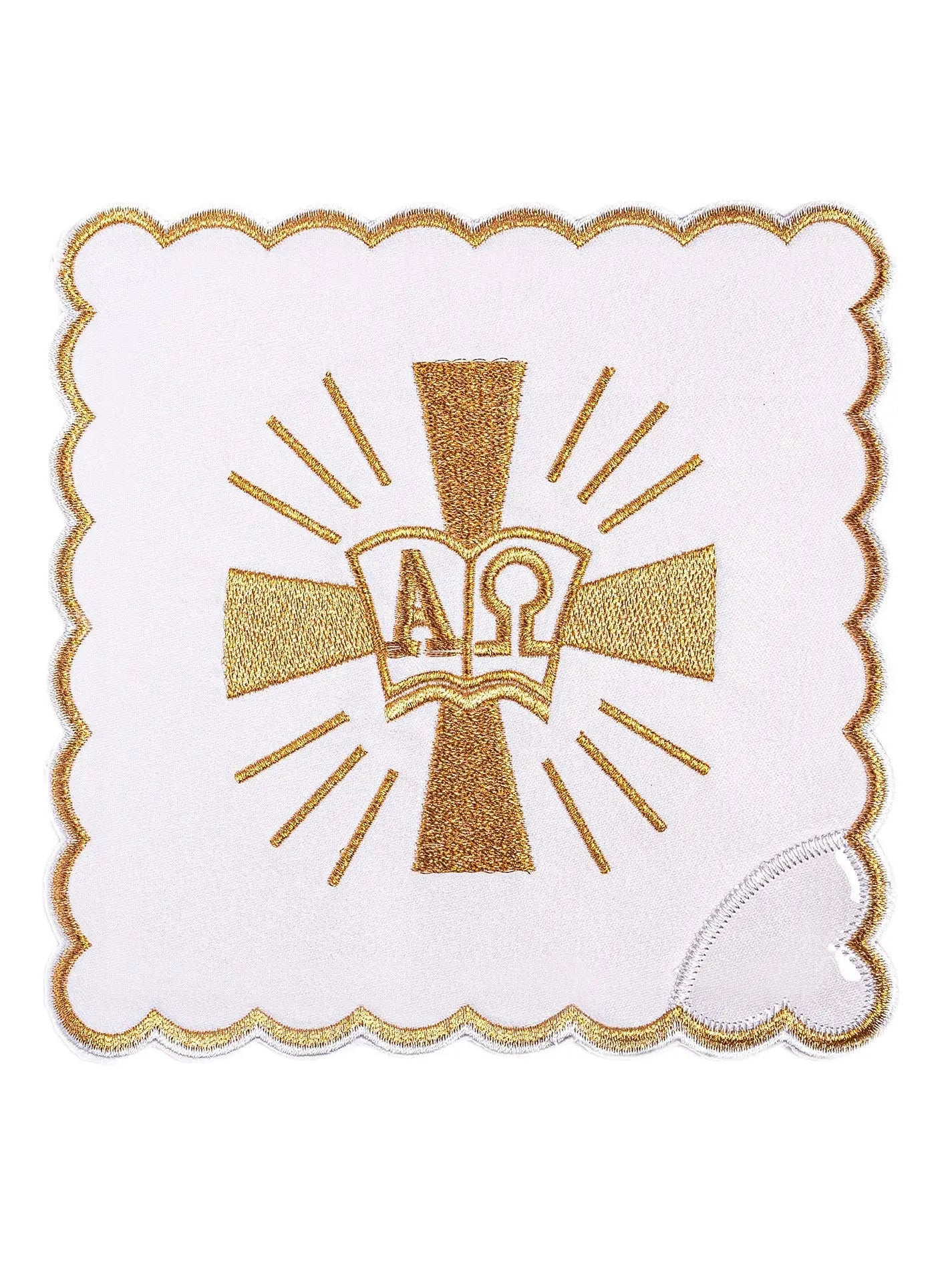 Linge de calice Croix et Alpha Omega