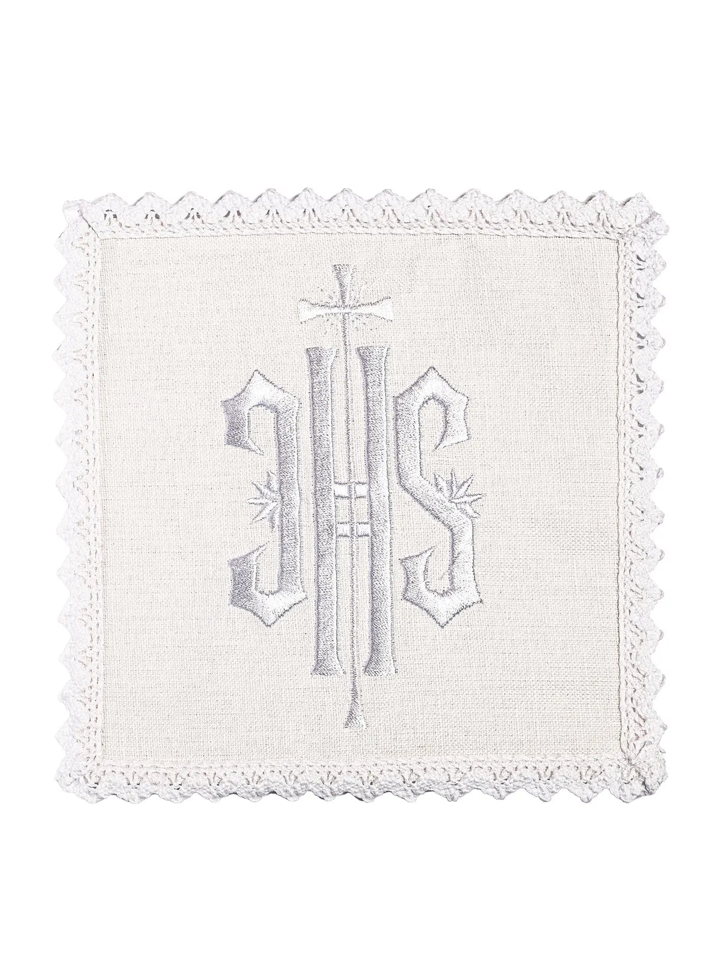 IHS embroidered linen chalice linen with white embroidery