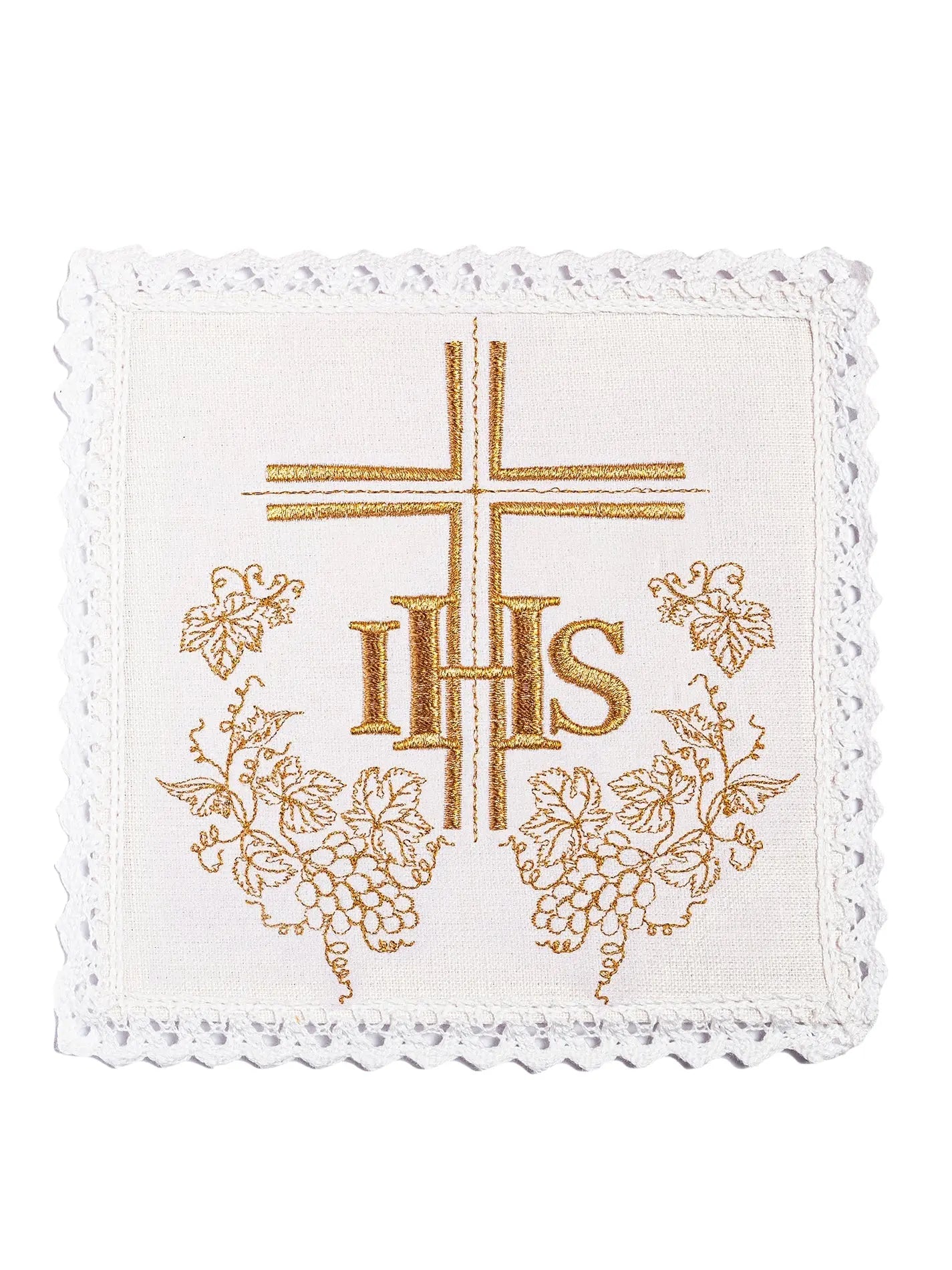 Linen chalice linen embroidered with cross and IHS