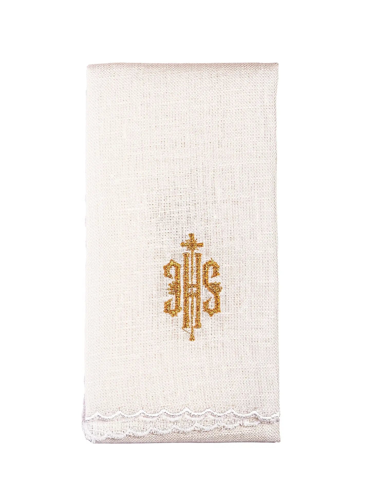Linen chalice linen embroidered with IHS design