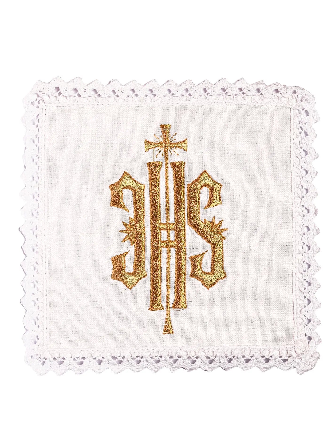Linen chalice linen embroidered with IHS design