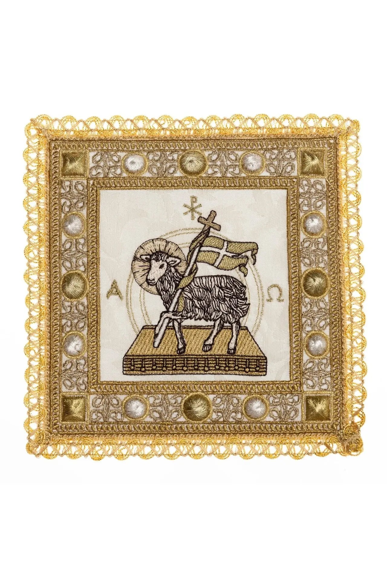 Ensemble de linge de calice de Pâques avec motif d'agneau