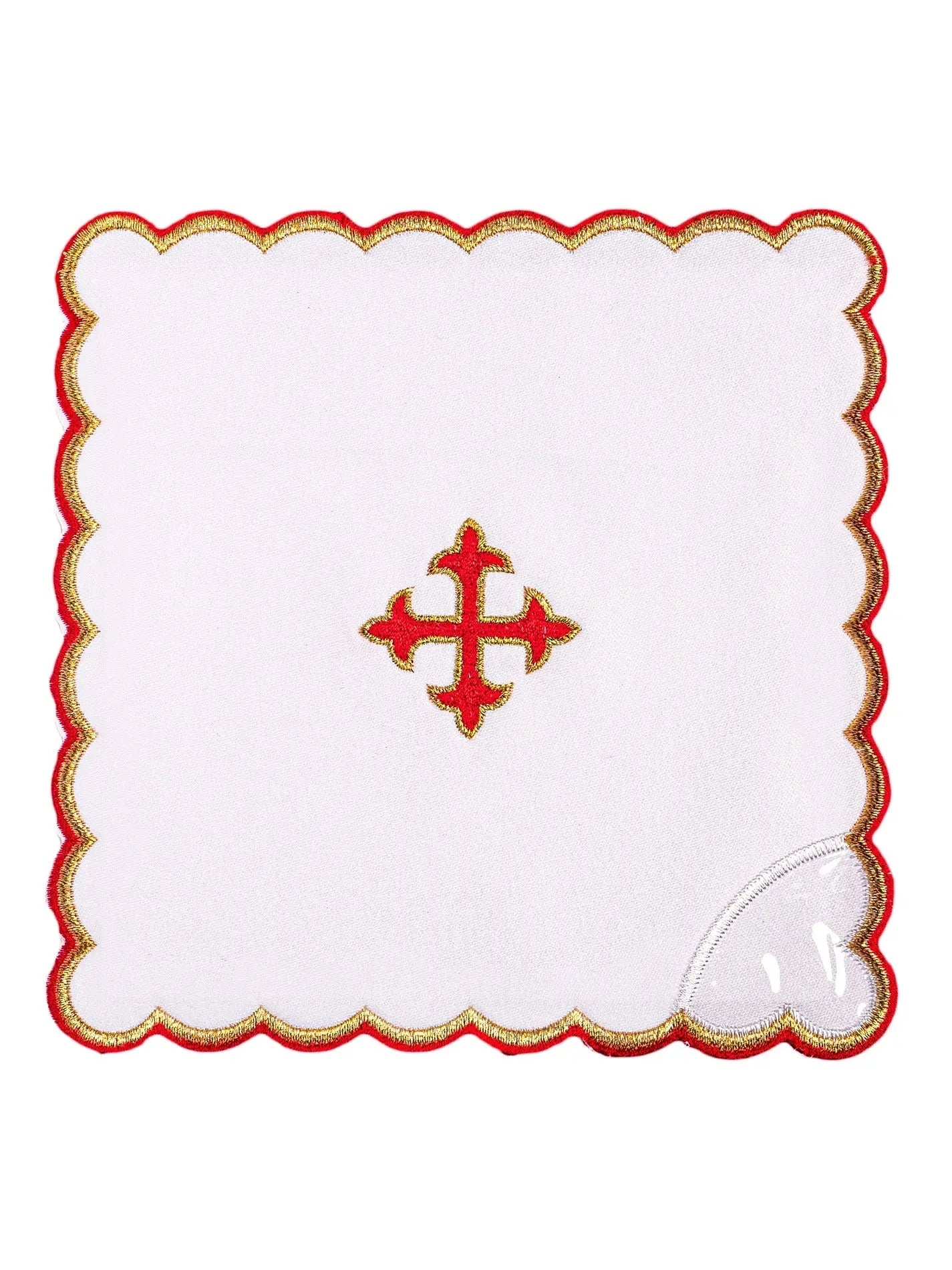 Linge de calice avec broderie rouge