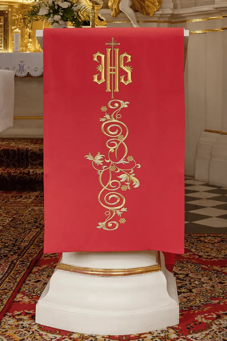 Nappe de lutrin brodée avec motif IHS