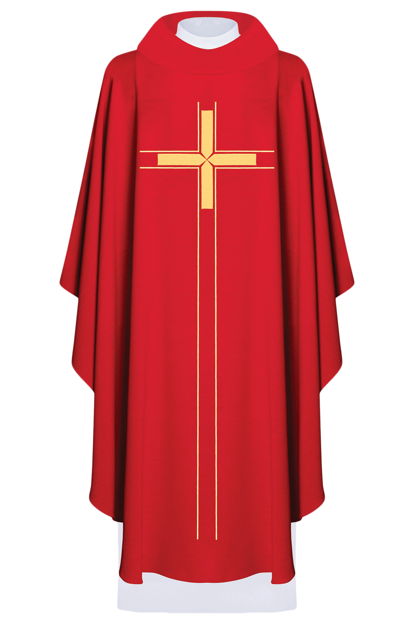 Chasuble rouge brodée dans un design minimaliste