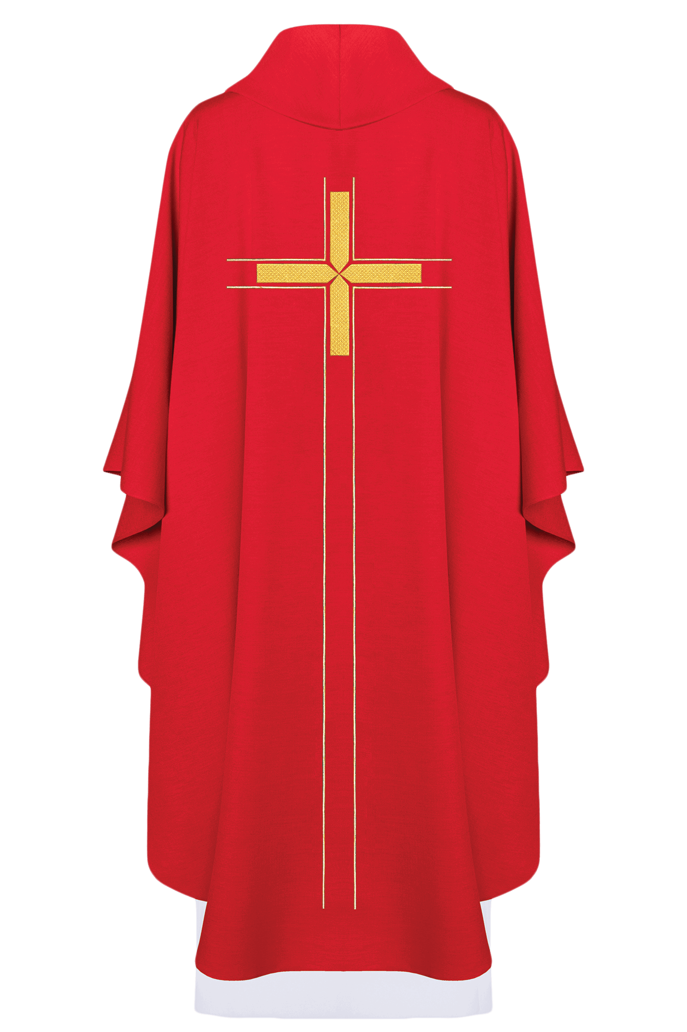 Chasuble rouge brodée dans un design minimaliste