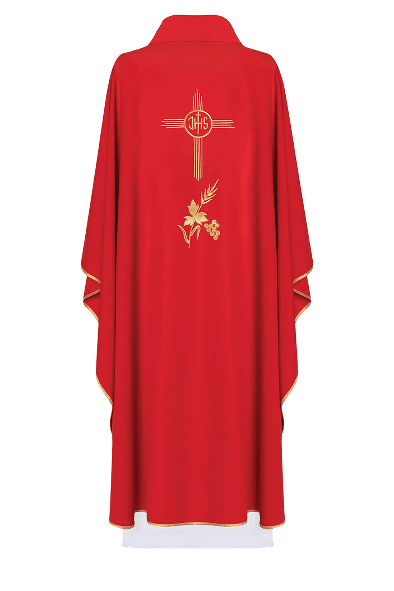 Chasuble rouge brodée avec motif IHS
