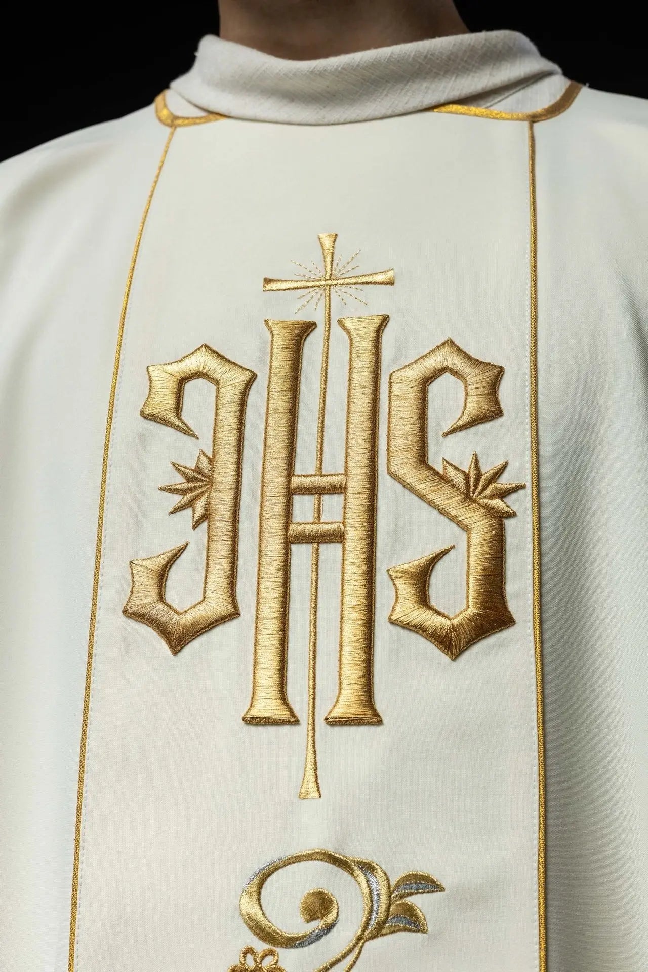 Ecru Dalmatic with Embroidered IHS Band