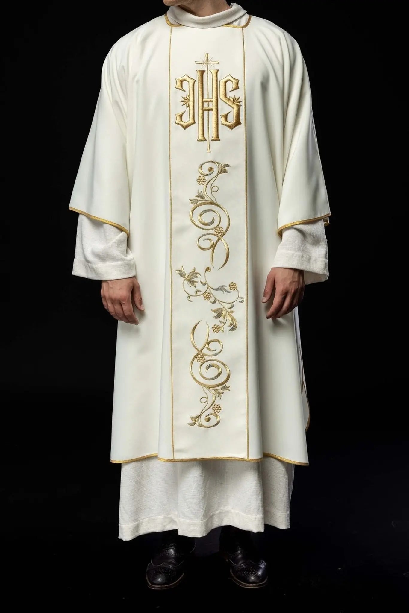 Ecru Dalmatic with Embroidered IHS Band