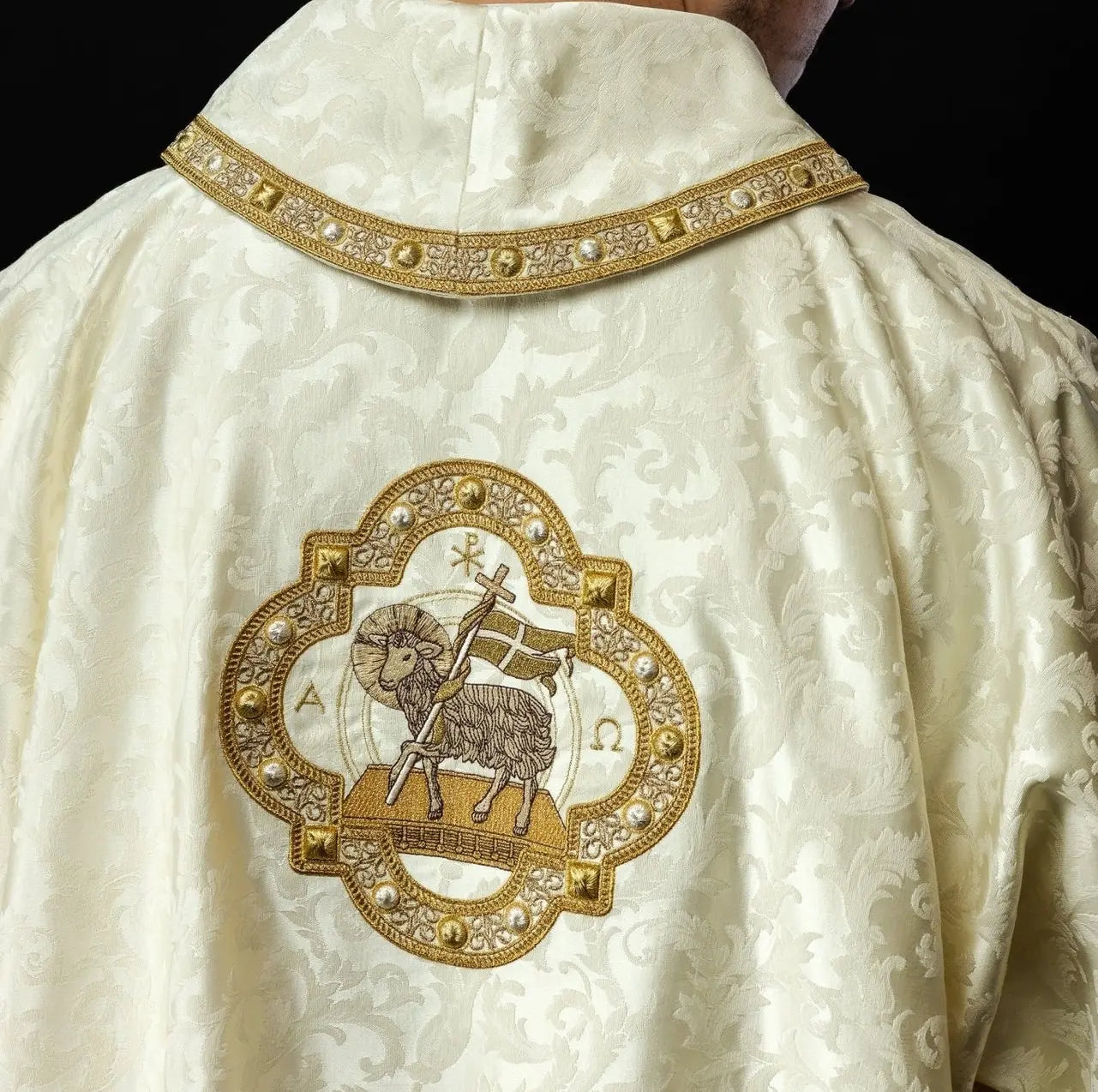 Dalmatic with Easter Lamb Embroidery on Decorative Fabric
