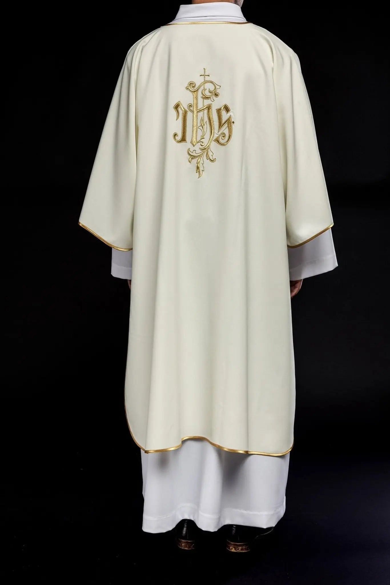 Dalmatics with IHS embroidery in ecru