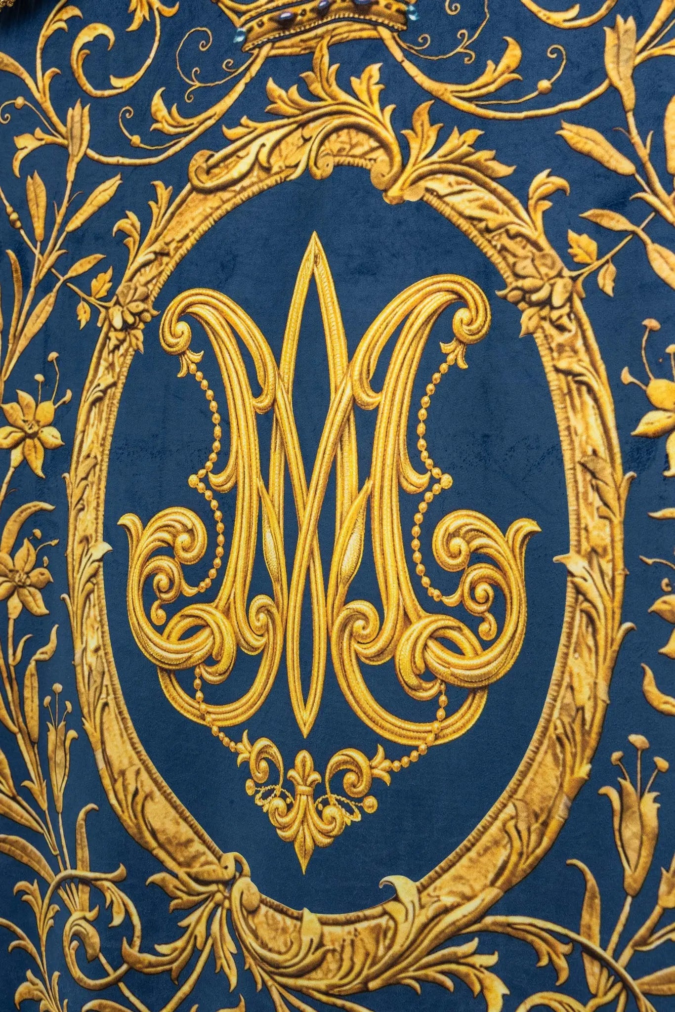 Double-sided Printed Processional Banner: Our Lady of the Immaculate Conception and Marian Monogram - HAFTINA ATELIER