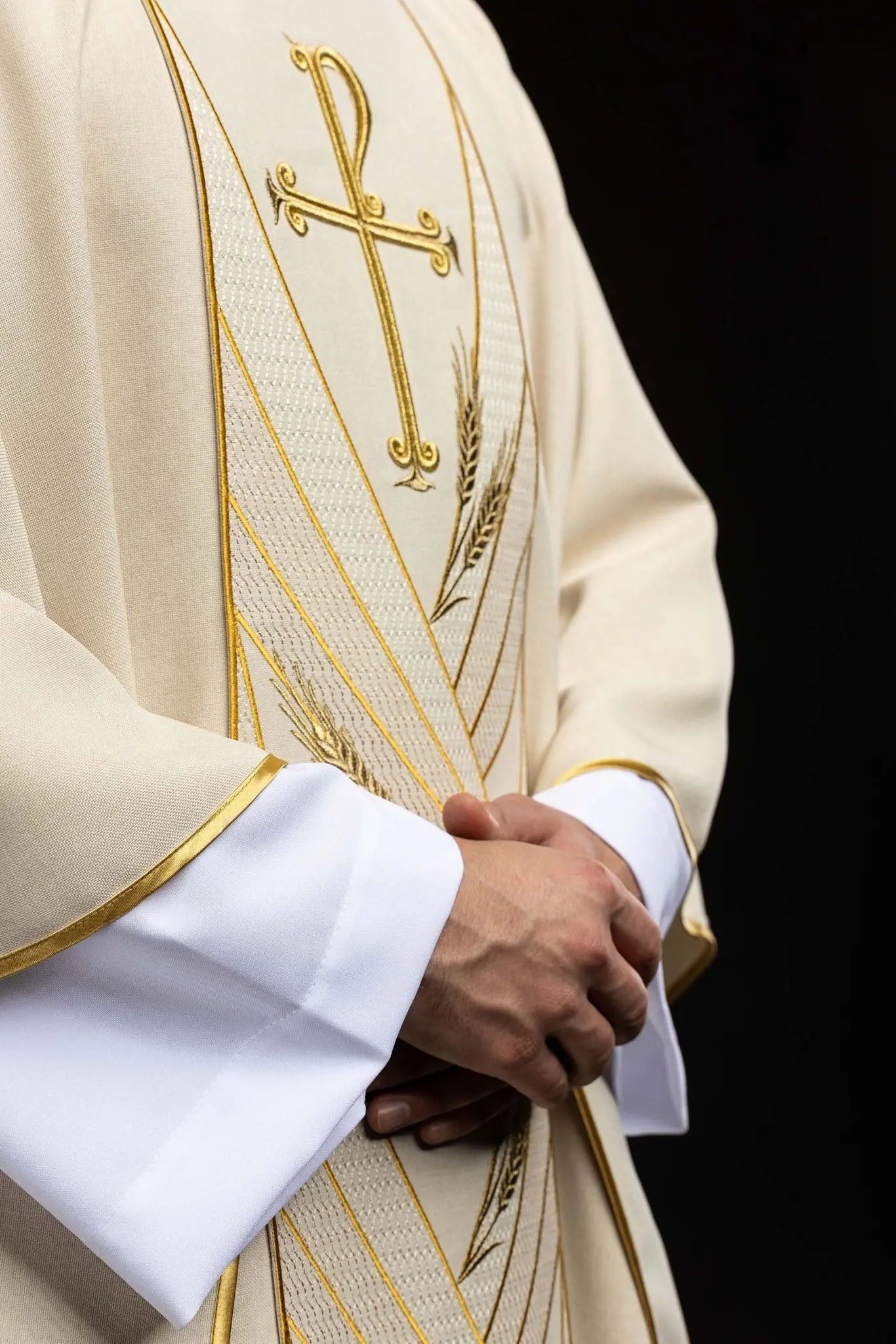 Ecru Chasuble with Embroidered PAX Band - HAFTINA ATELIER