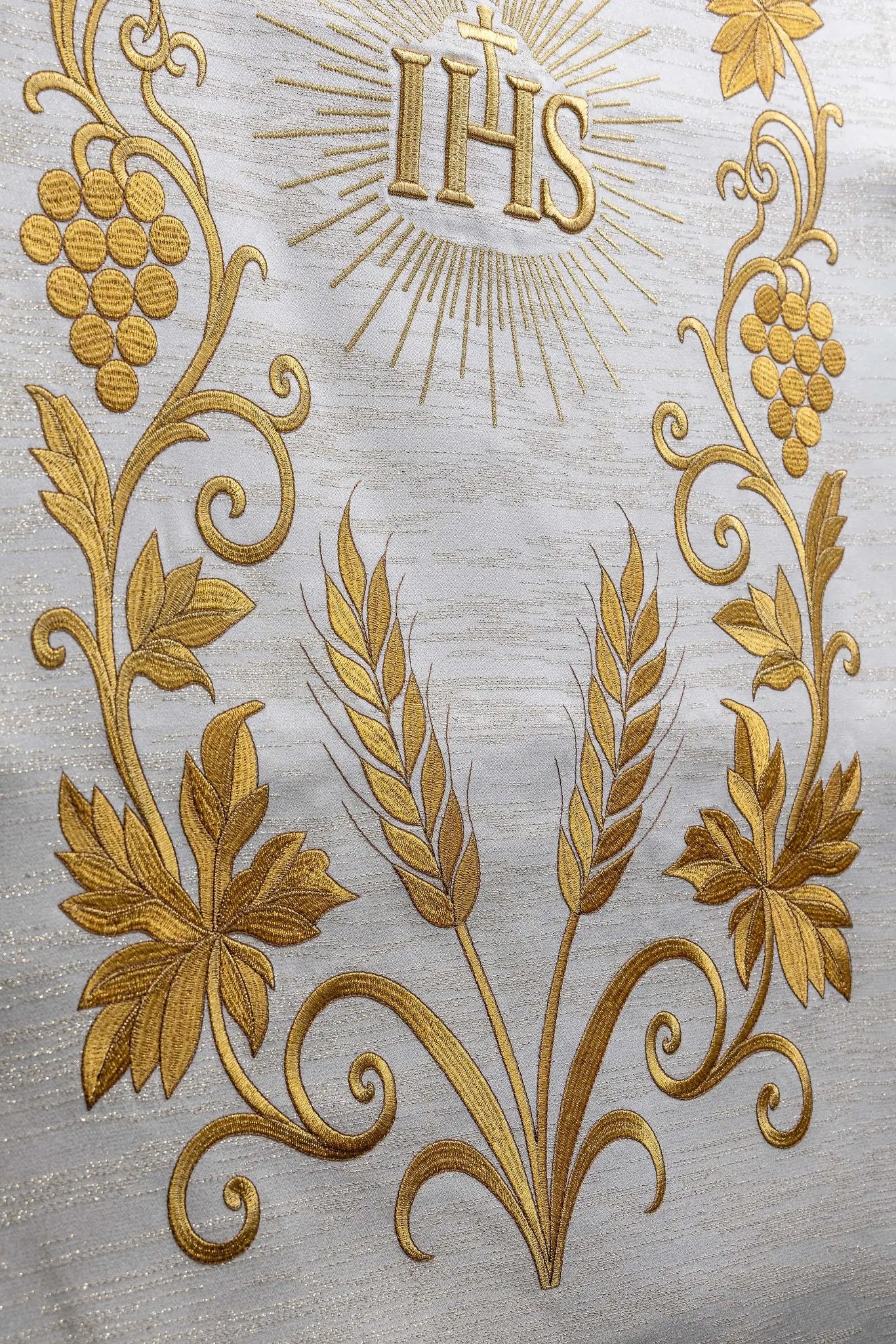 Ecru Lectern Cover with Rich IHS Embroidery - HAFTINA ATELIER