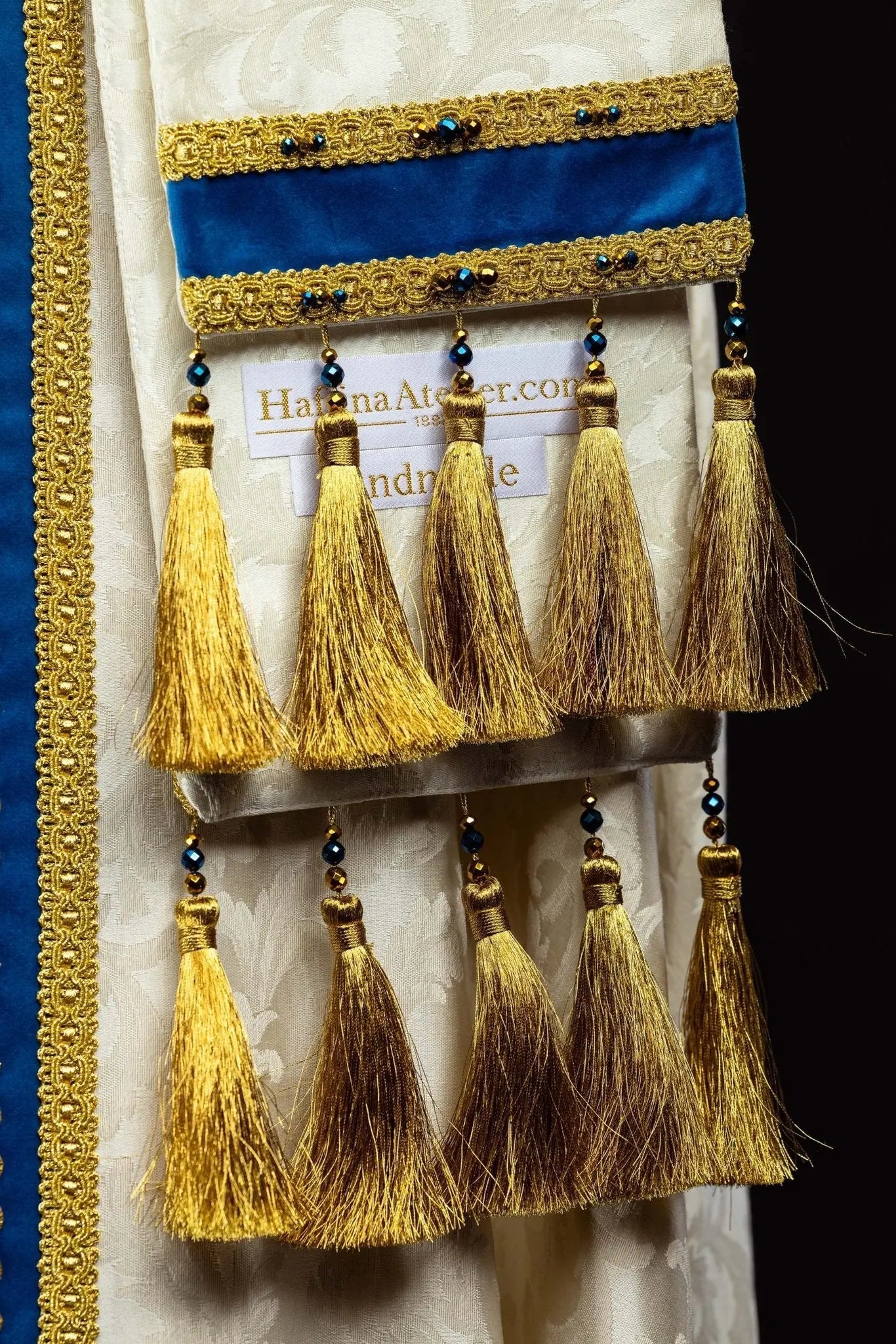 Ecru Marian Cope with Natural Stones, Handmade - HAFTINA ATELIER