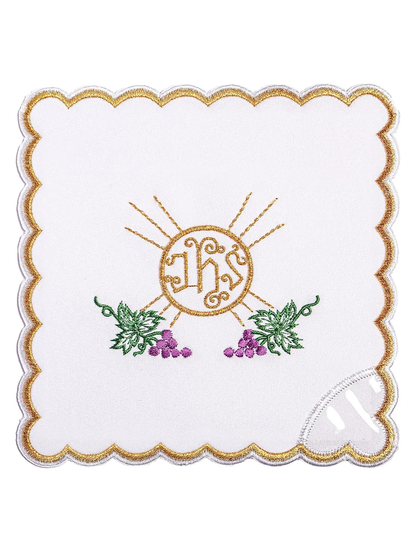 Embroidered chalice linen with grapes IHS - HAFTINA ATELIER