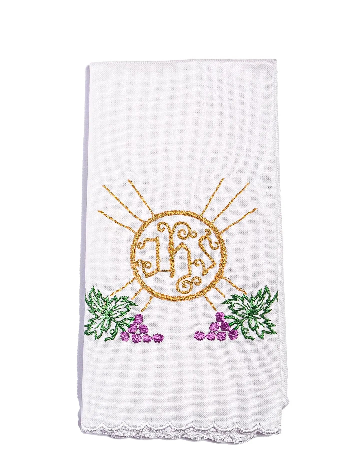 Embroidered chalice linen with grapes IHS - HAFTINA ATELIER