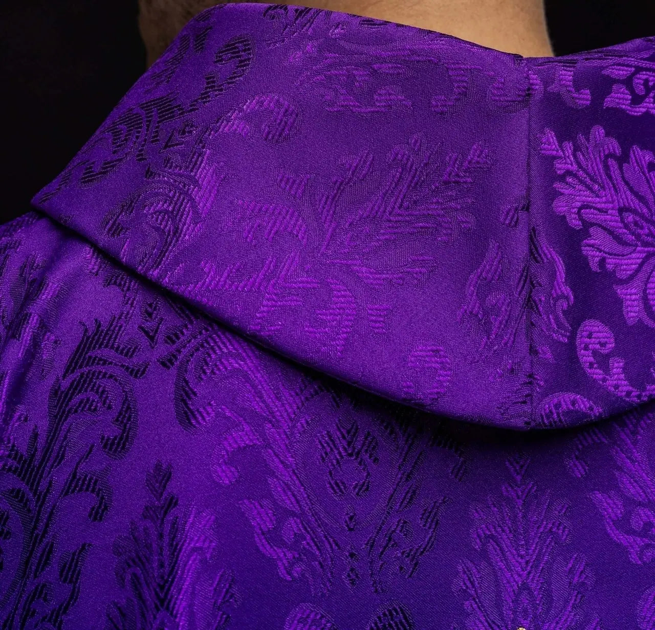 Purple Chasuble with Cross, Made from Patterned Fabric