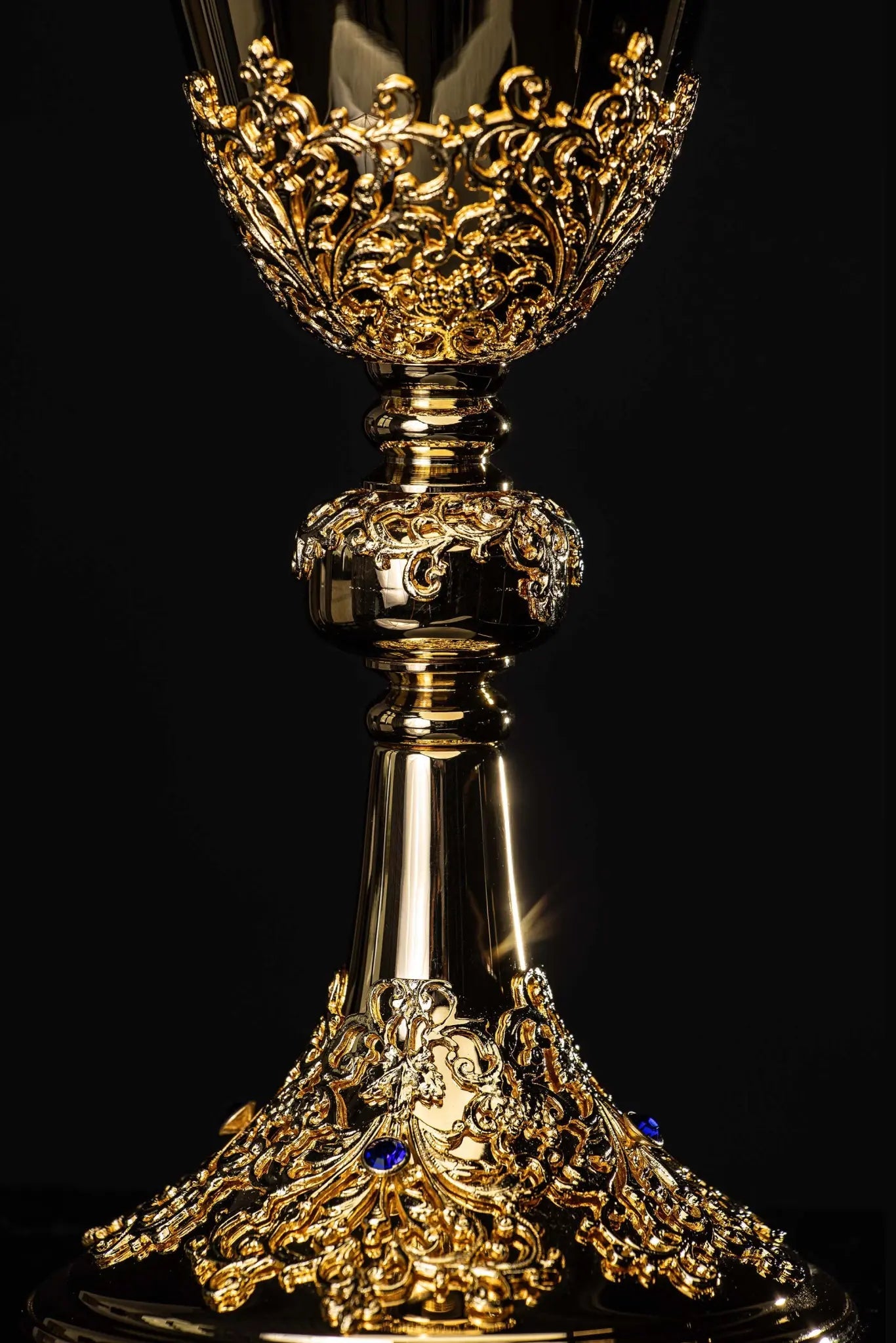 Handmade Gold-Plated Chalice with Imitation Sapphires - HAFTINA ATELIER