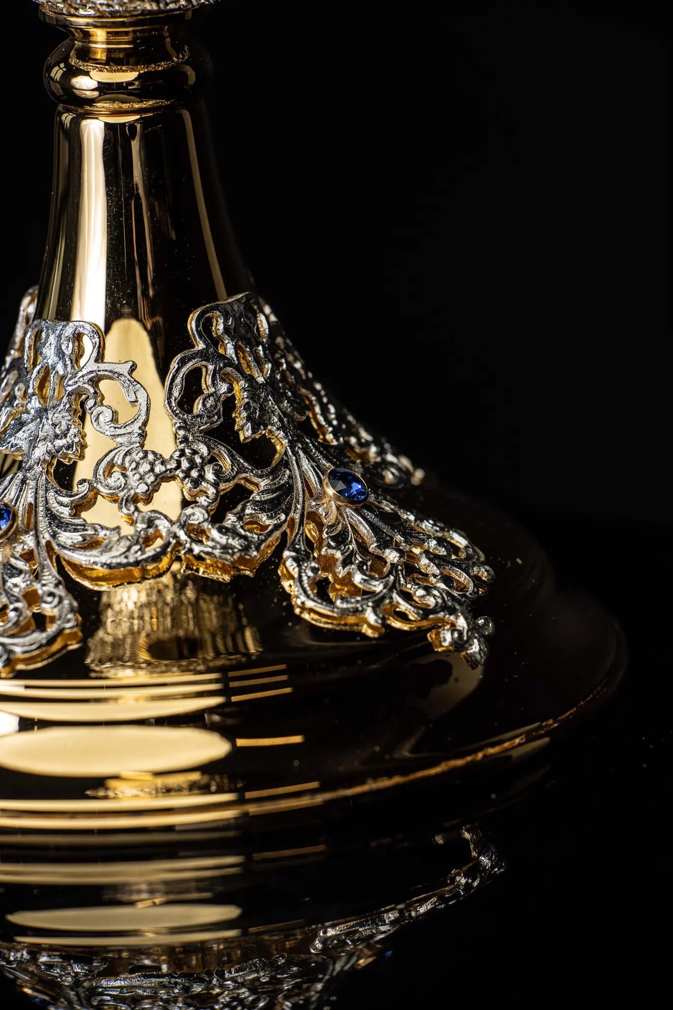 Handmade Gold-Plated Liturgical Chalice with Sapphire-like Stones - HAFTINA ATELIER