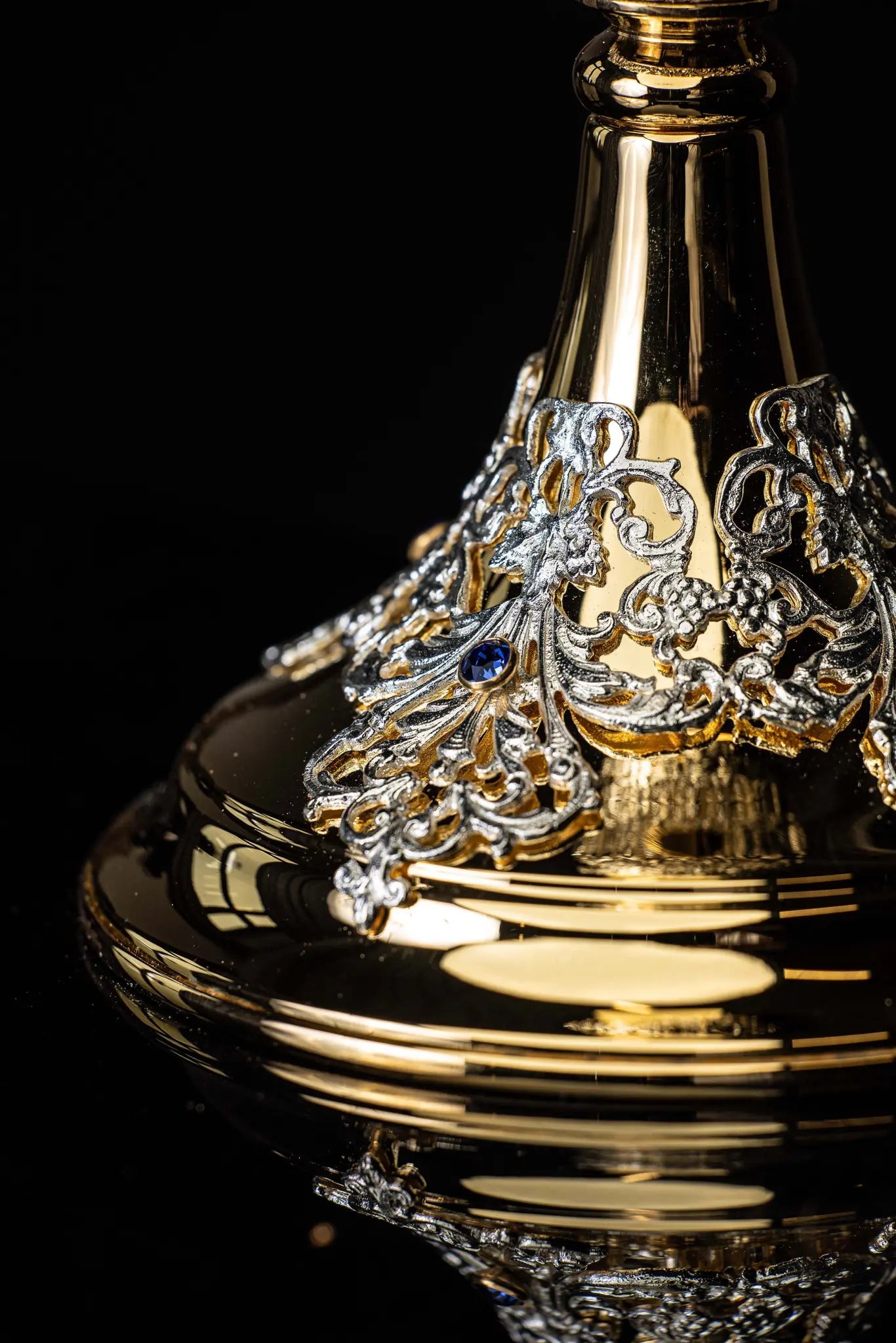 Handmade Gold-Plated Liturgical Chalice with Sapphire-like Stones - HAFTINA ATELIER