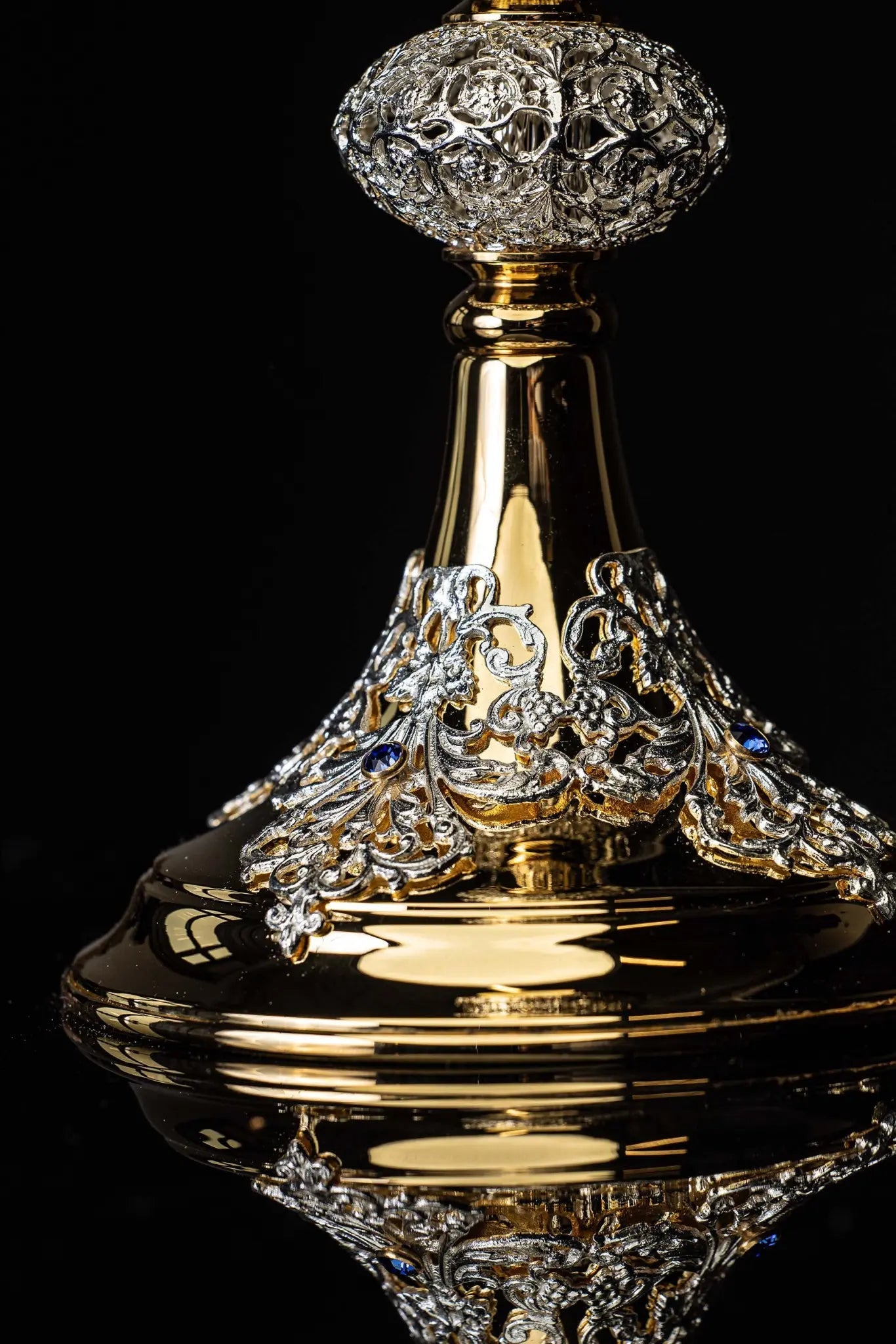 Handmade Gold-Plated Liturgical Chalice with Sapphire-like Stones - HAFTINA ATELIER