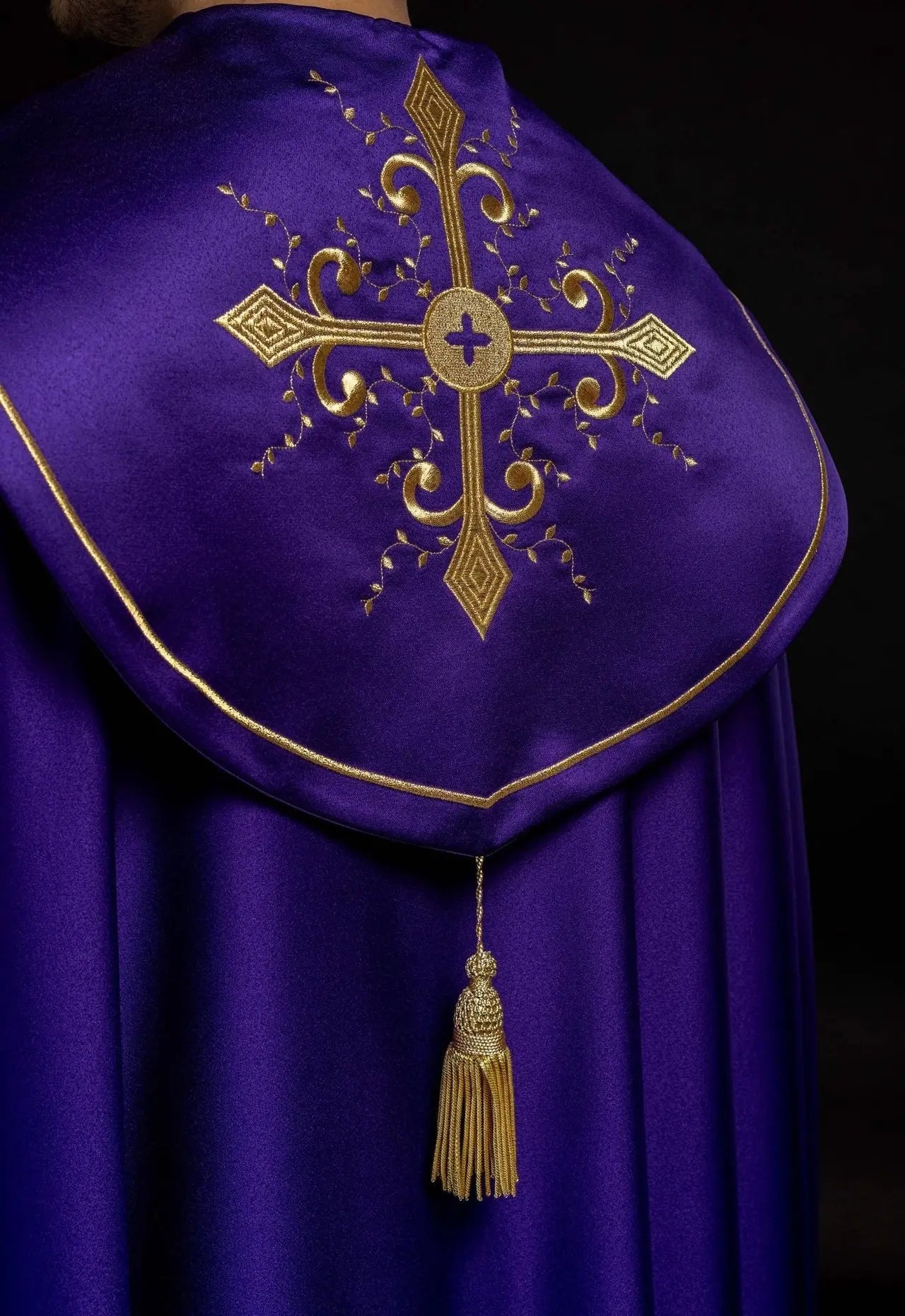 Embroidered liturgical cape purple