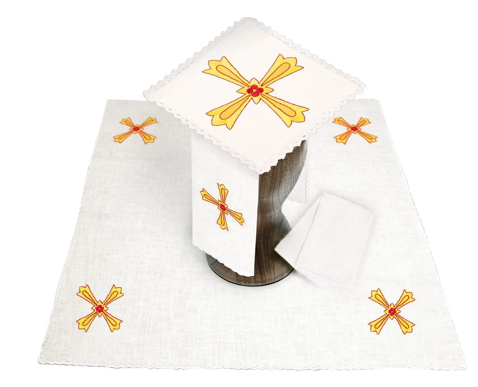 Ensemble de linge de calice avec croix de broderie eucharistique