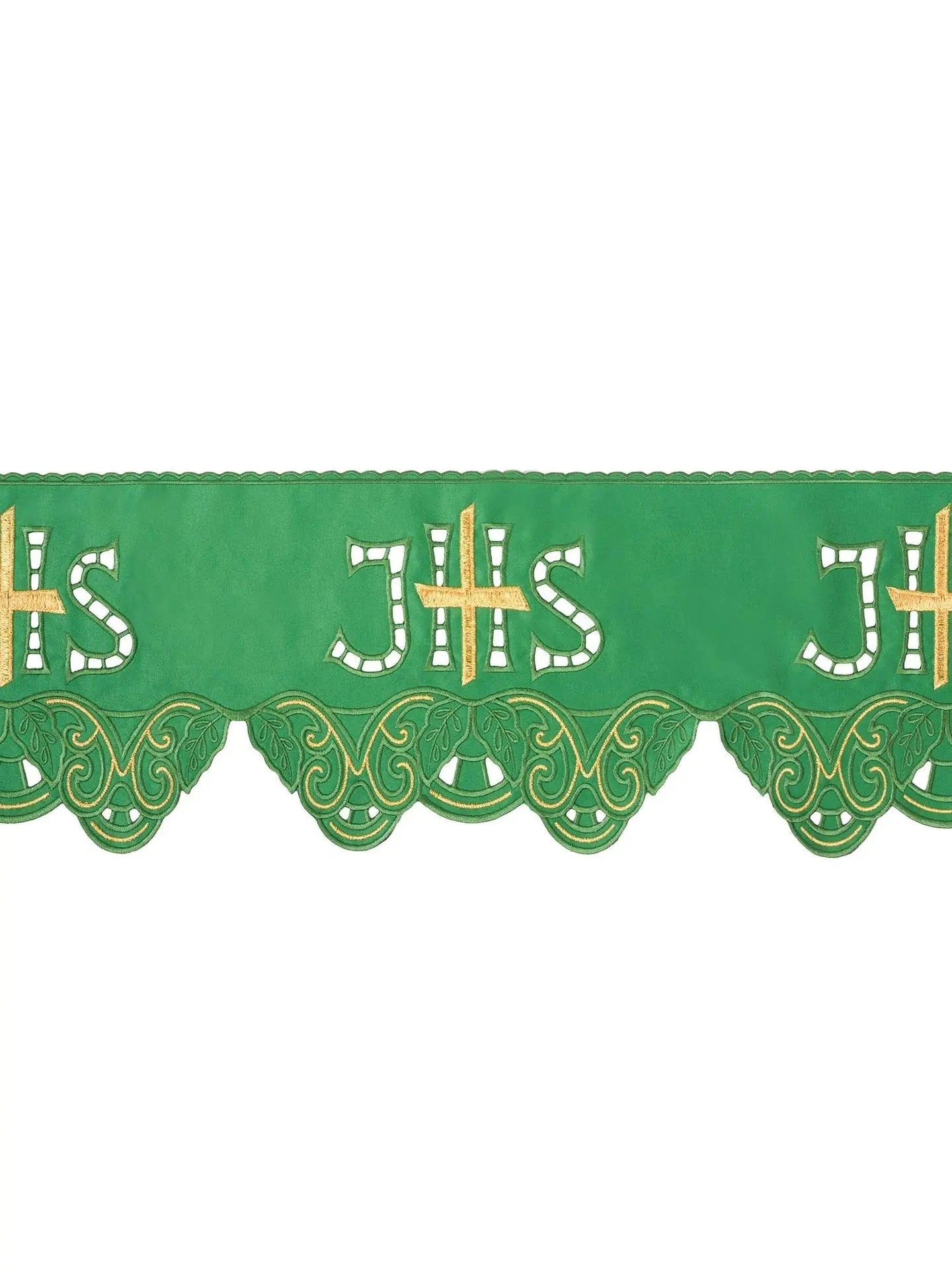 Mètre avec broderie frontale Croix IHS Verte
