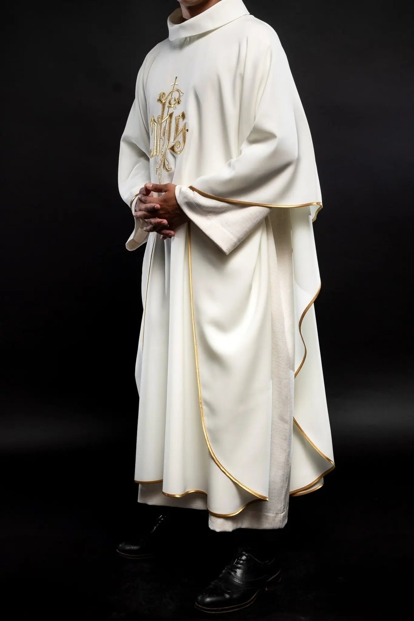 Cream chasuble with gold IHS embroidery