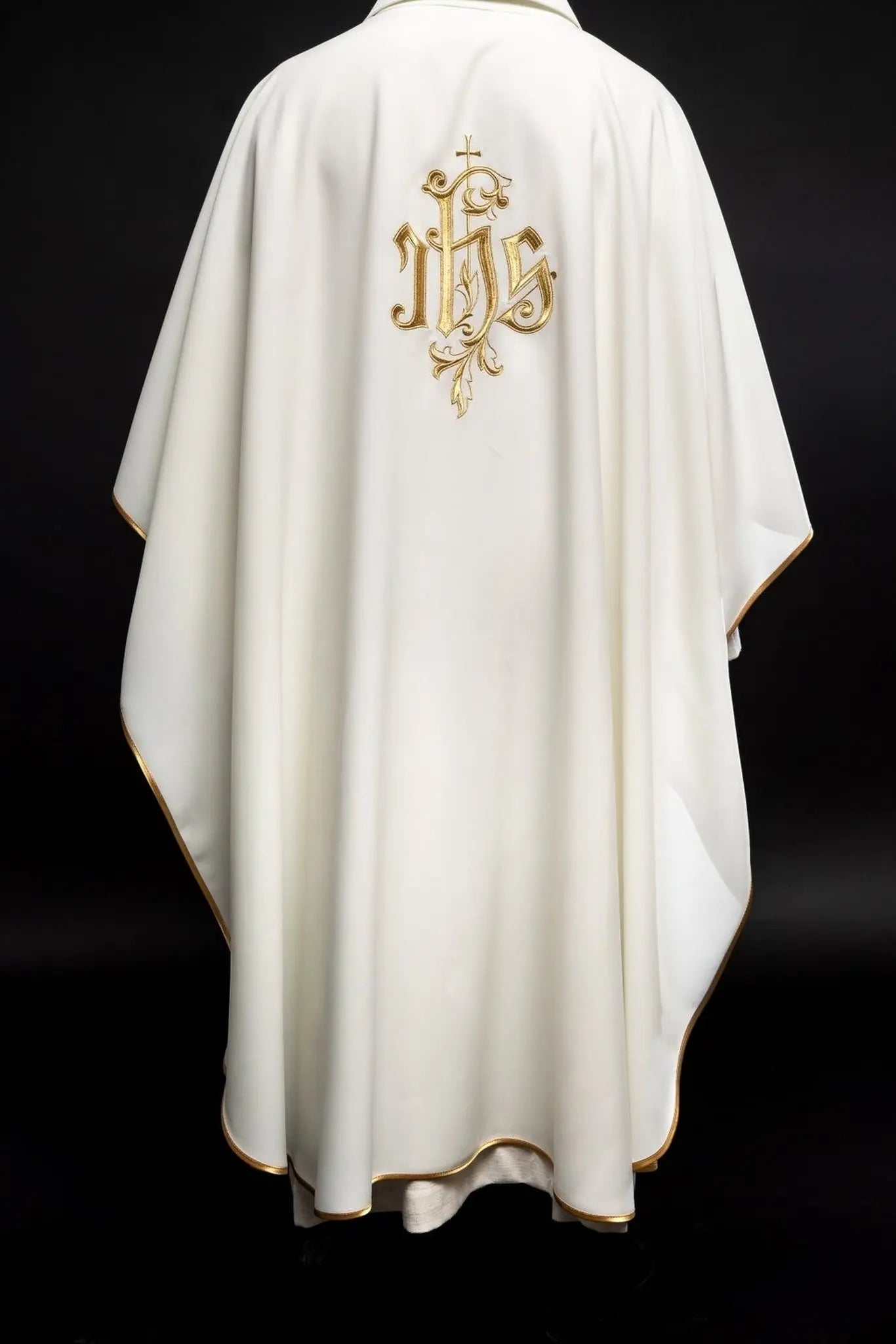 Cream chasuble with gold IHS embroidery
