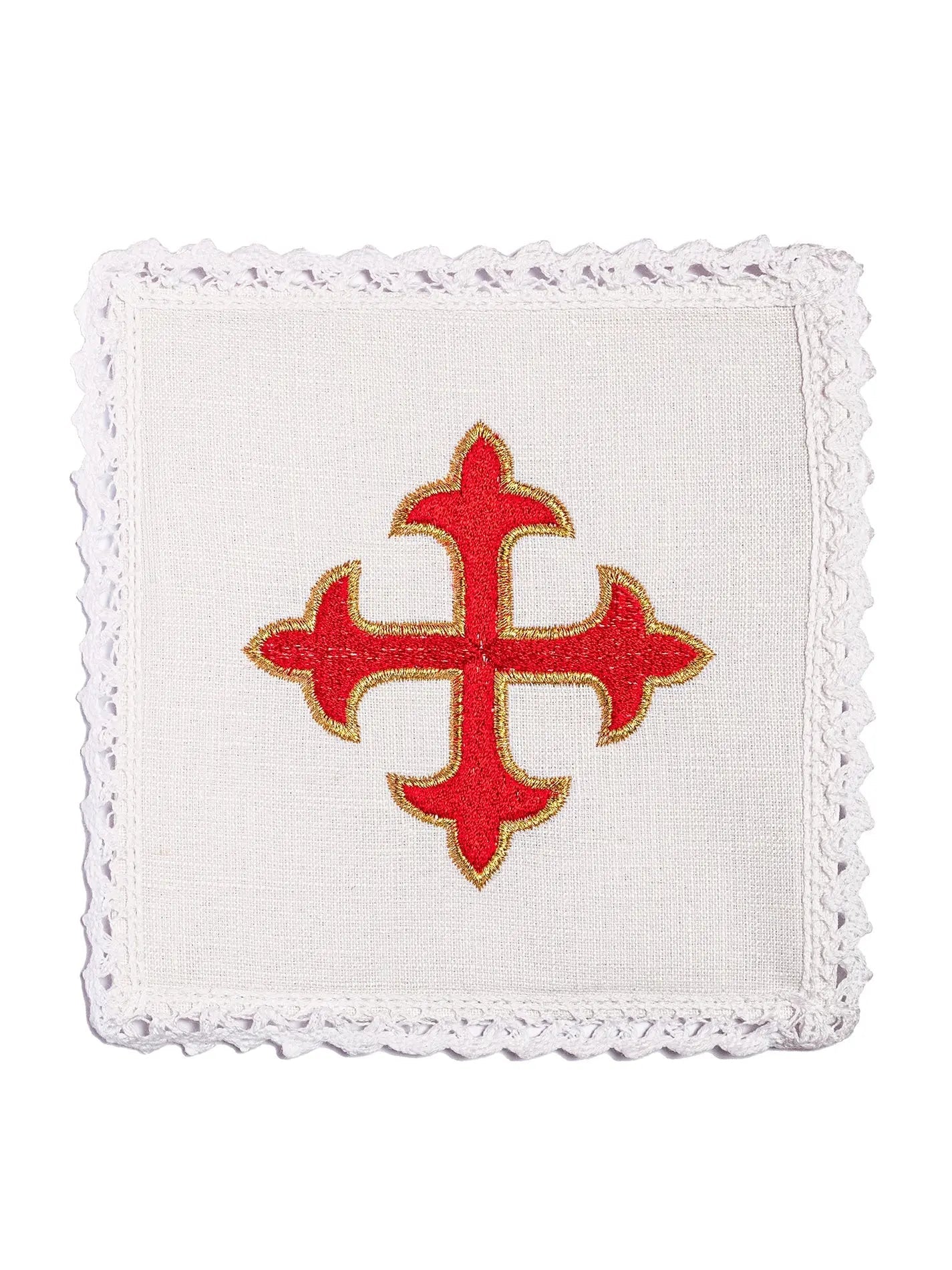 Linen chalice linen with red cross embroidery - HAFTINA ATELIER