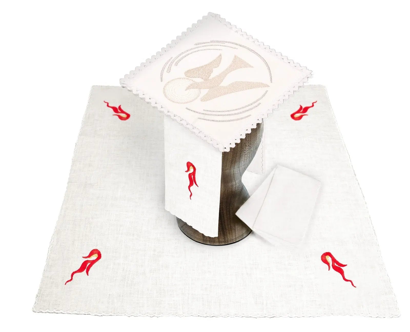 Linen chalice set with Eucharistic embroidery Holy Spirit - HAFTINA ATELIER