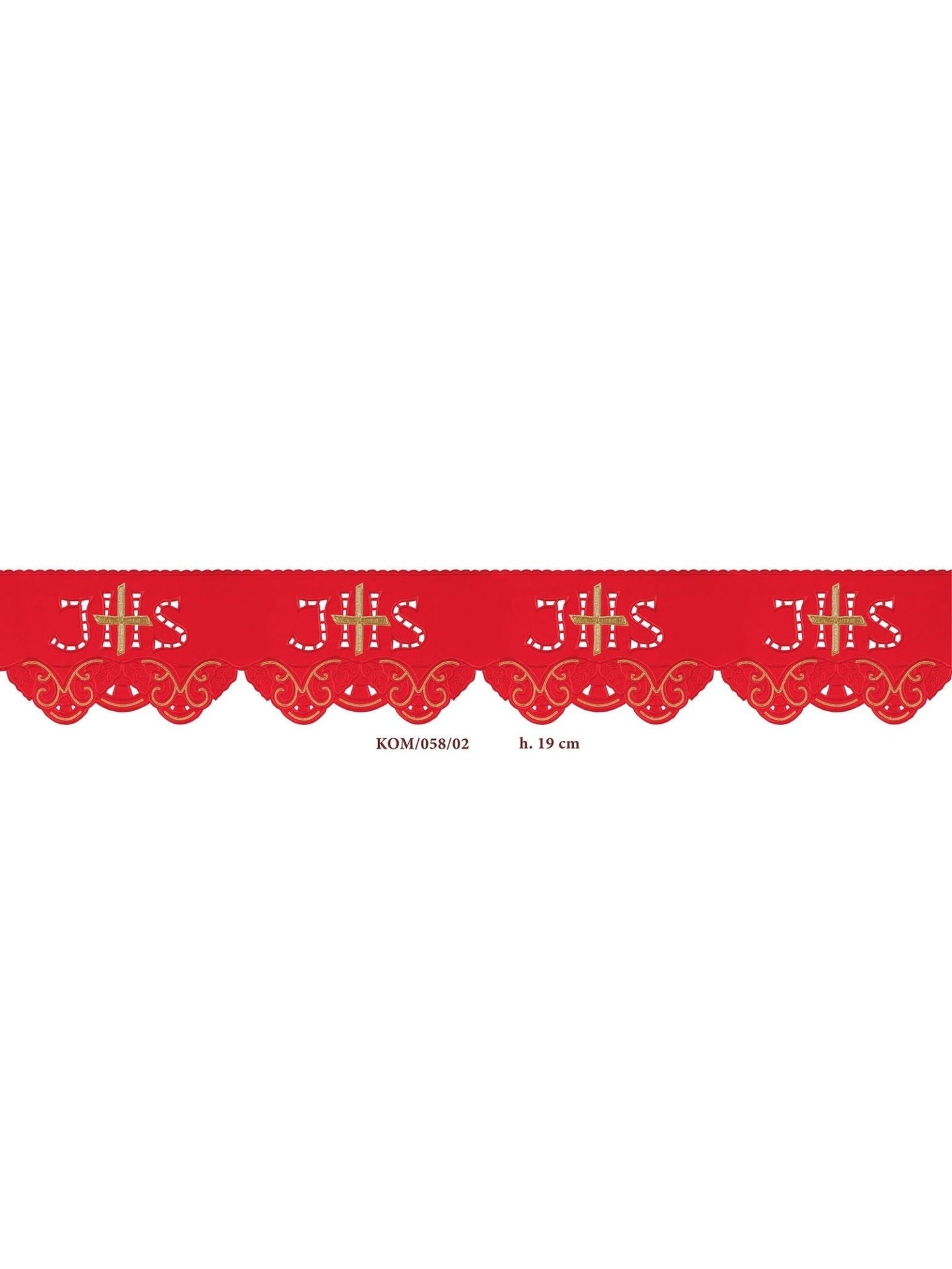 Metraż z haftem czołowym IHS Krzyż Czerwony