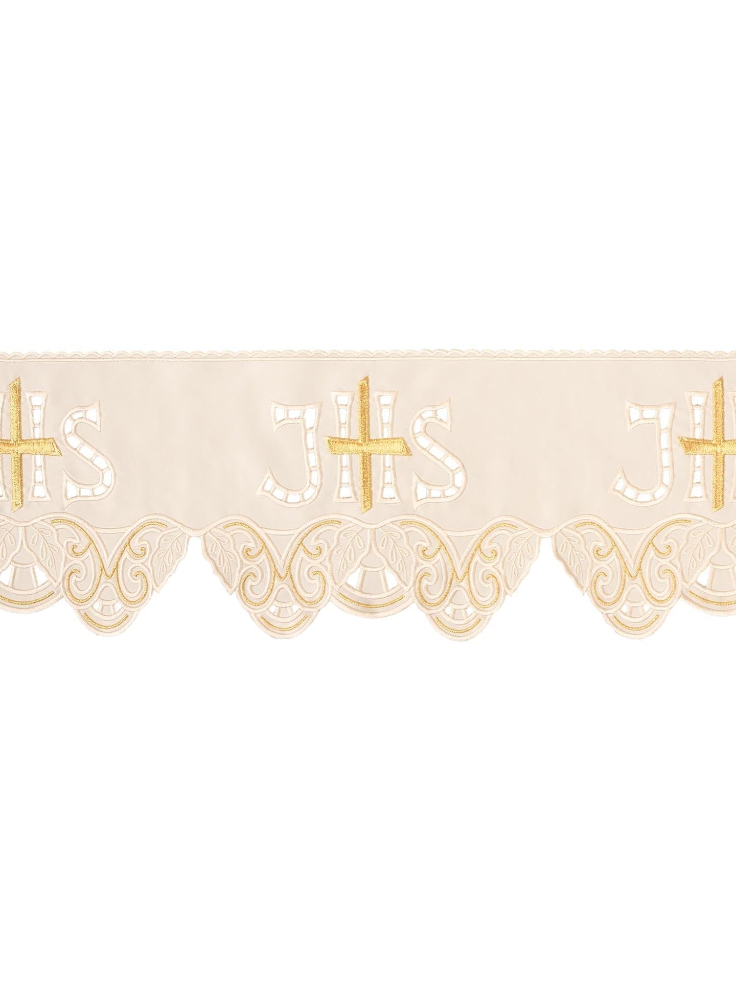 Metraż z haftem czołowym IHS Krzyż ecru