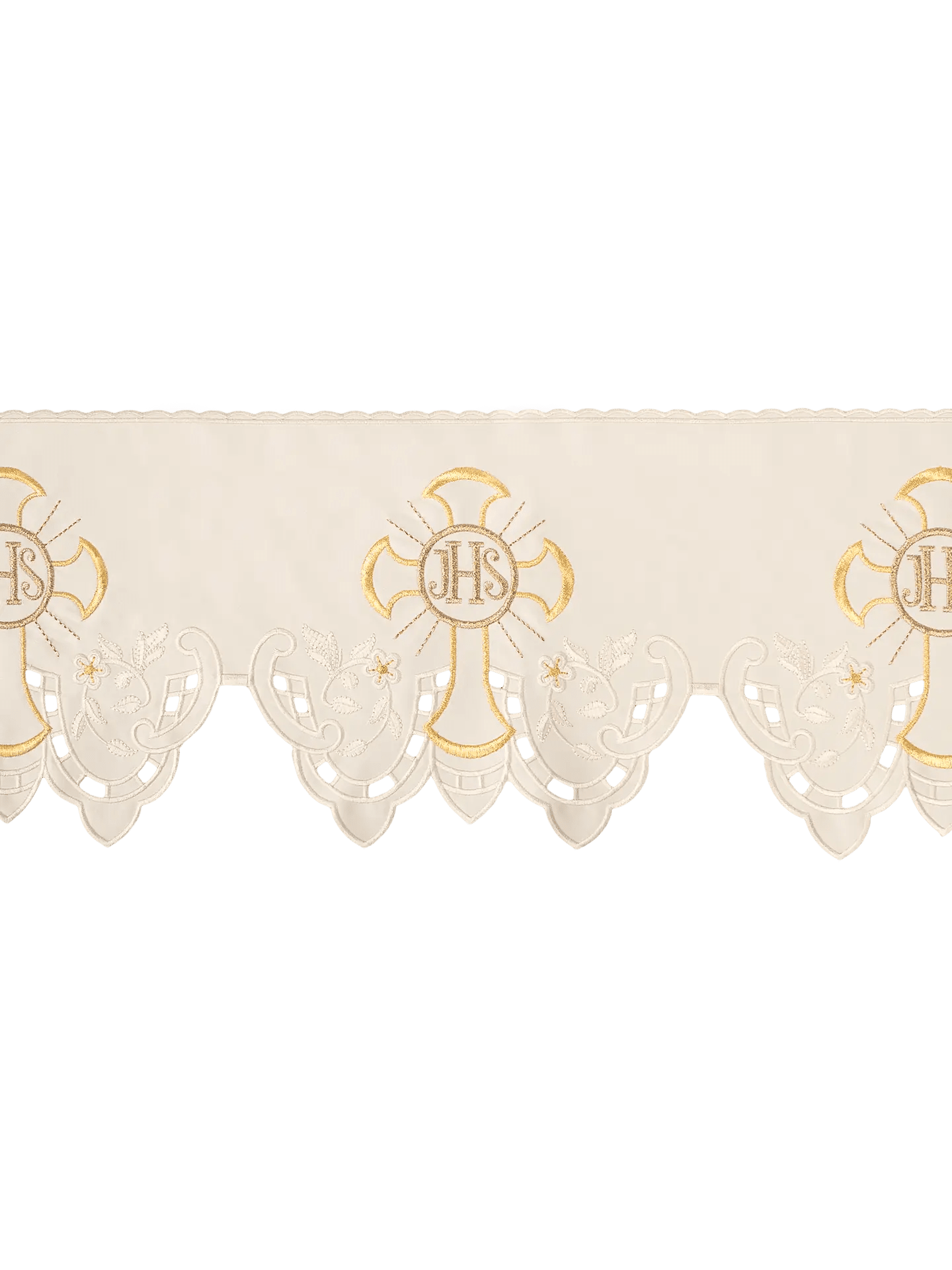 Mètre avec broderie frontale Croix IHS écru