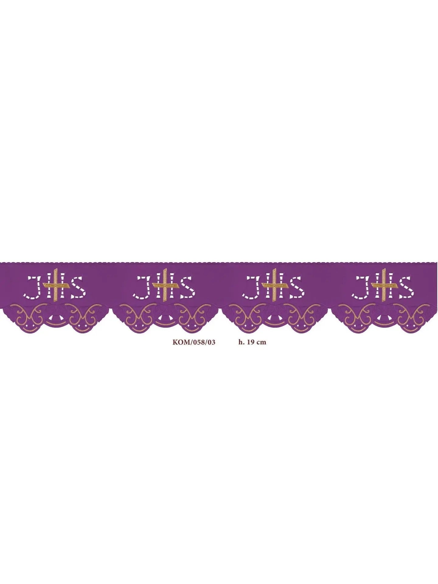 Metre with front embroidery IHS Cross Purple