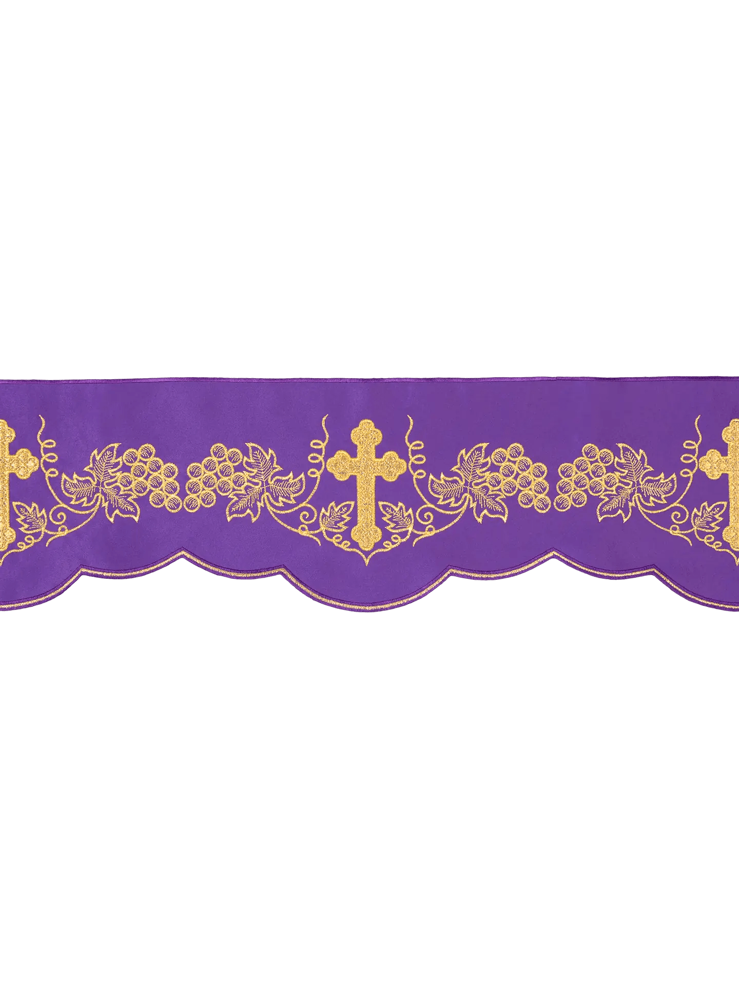 Mètre avec broderie avant Croix et Raisins Violet
