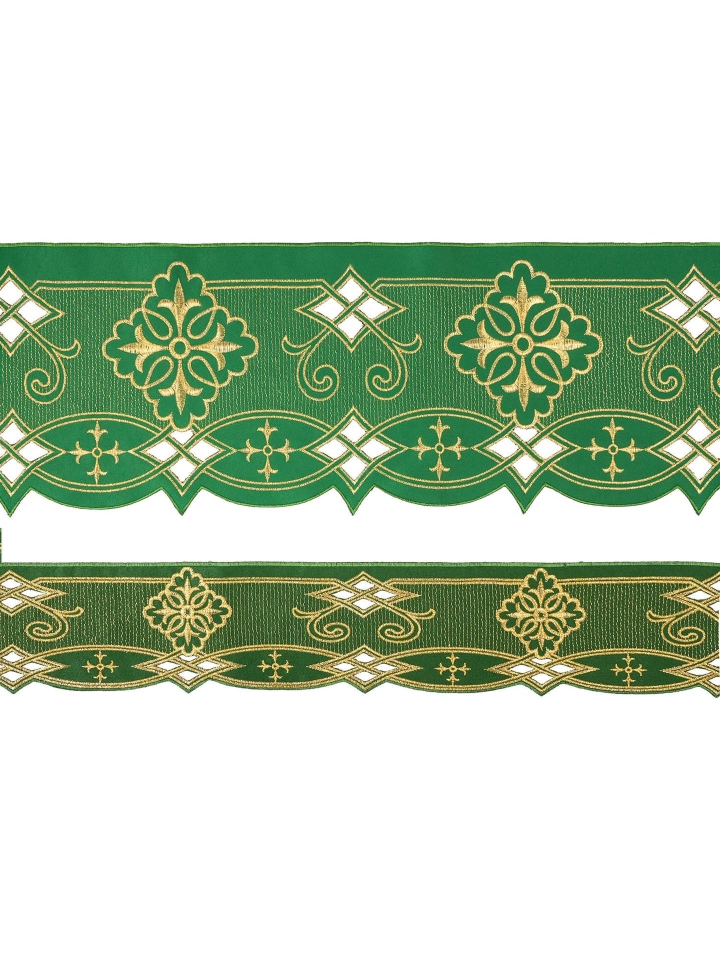 Metraż z haftem czołowym Rozeta Zielony