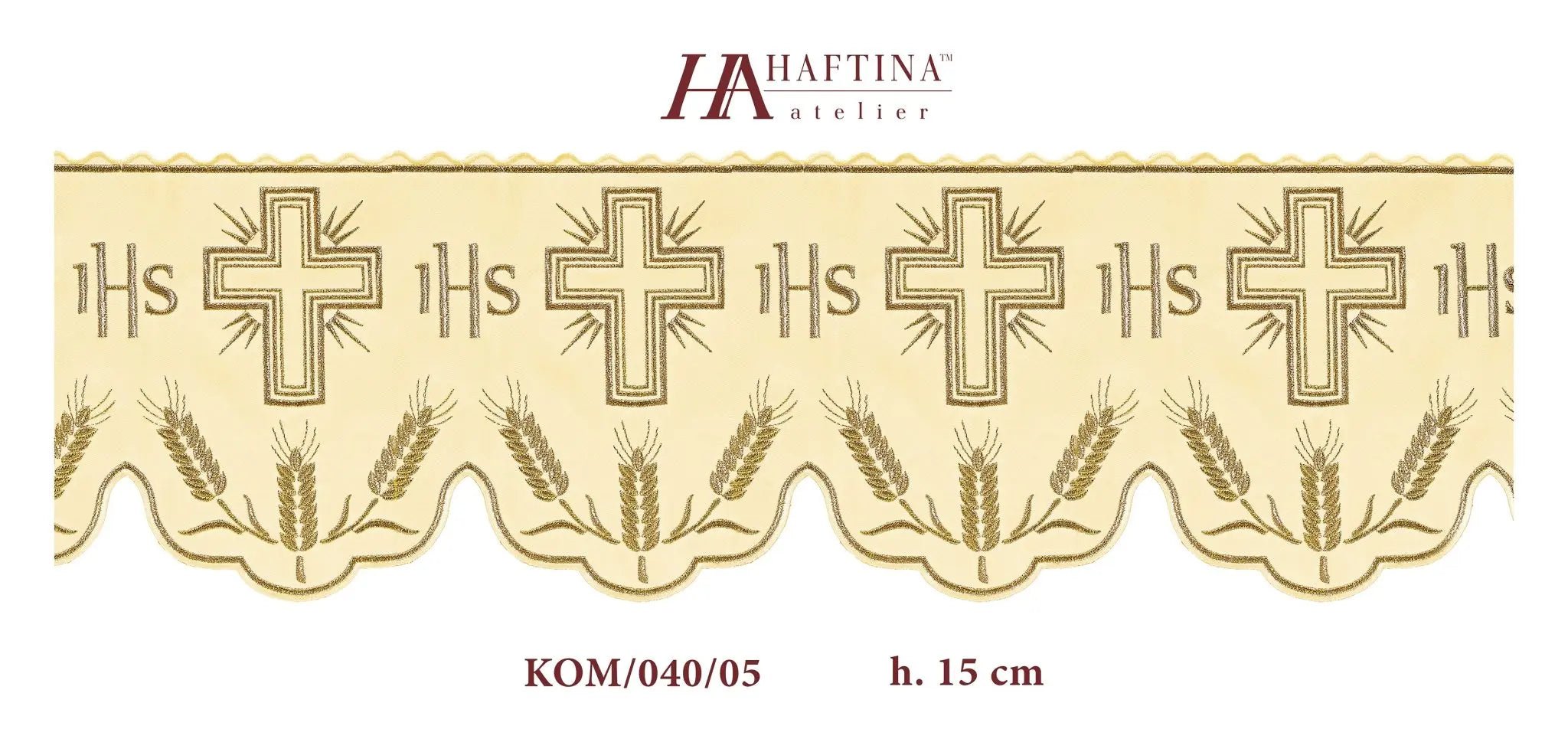 Mètre avec monogramme IHS en écru avec motif croix