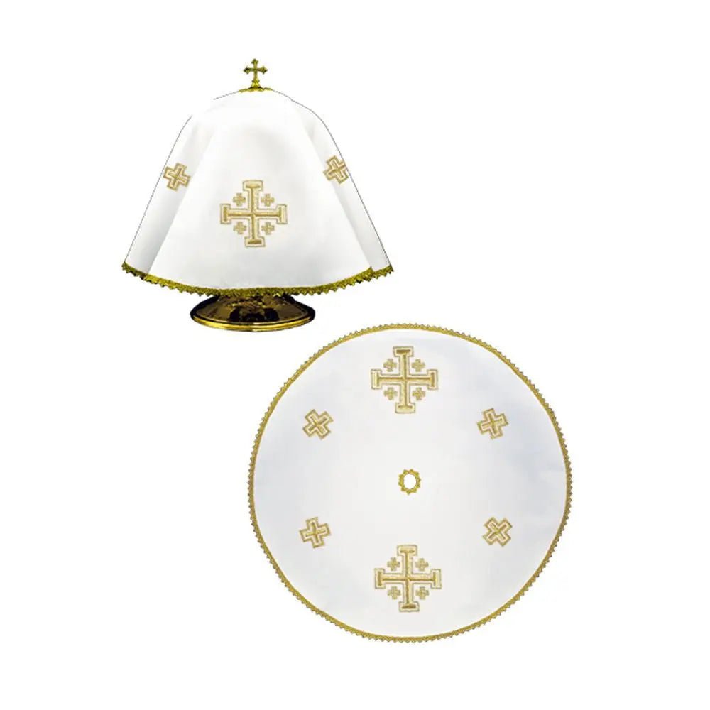 Voile rond en lamé avec broderie dorée classique