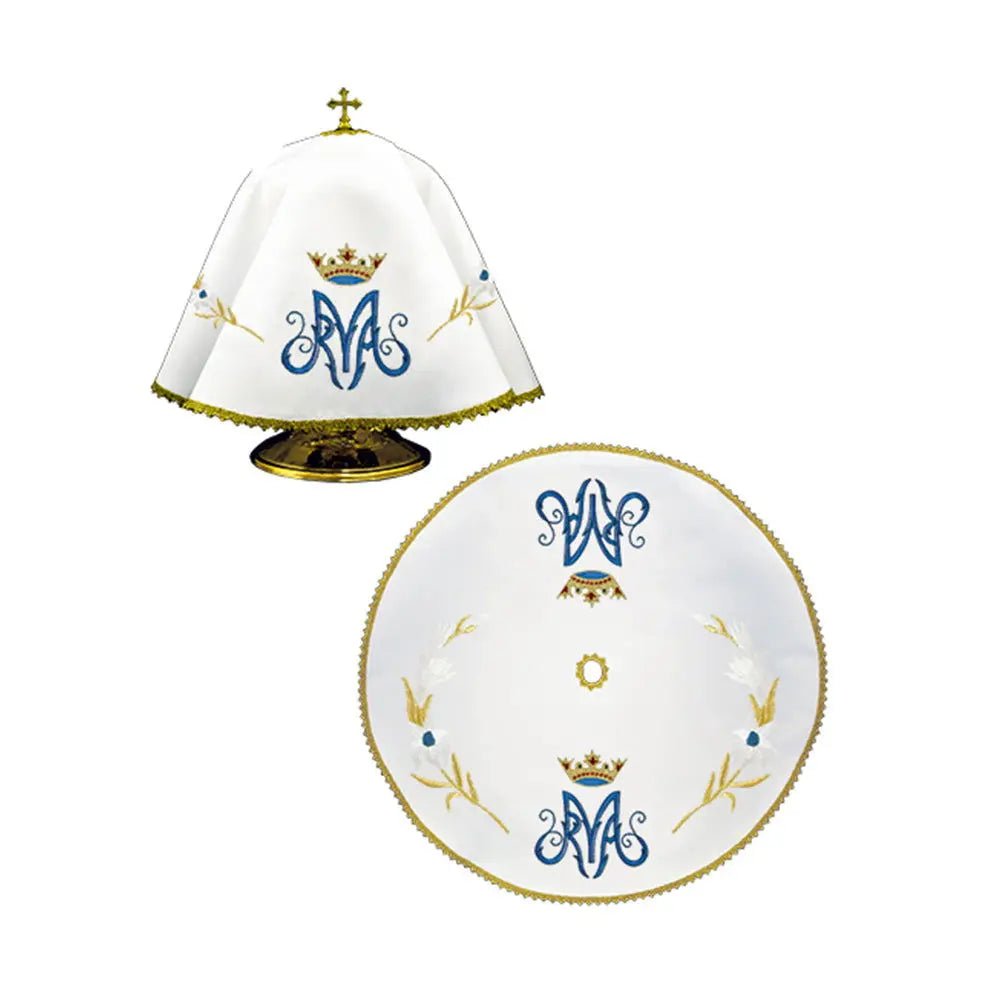 Voile rond pour calice avec motif marial