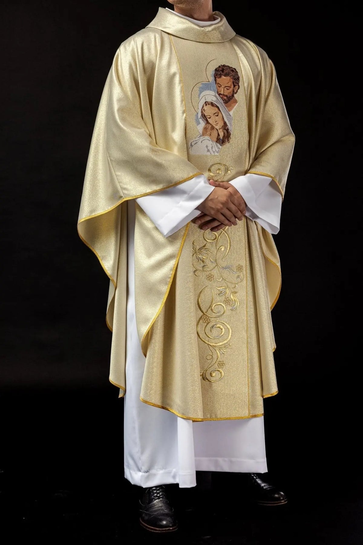 Glittering chasuble with the image of the Holy Family