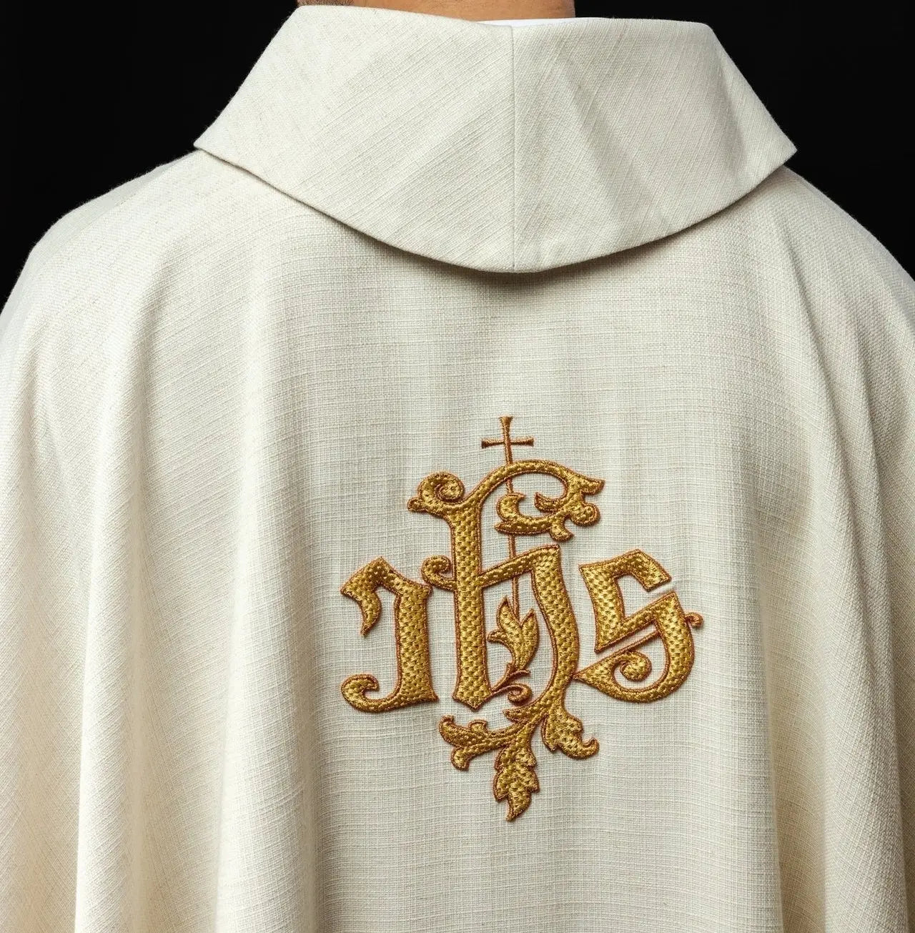 Ecru Chasuble with the Image of Jesus the Good Shepherd with the Lamb