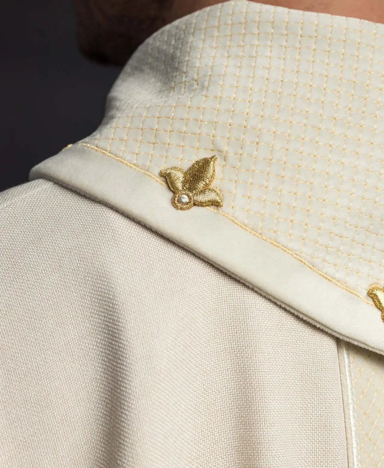 Chasuble embroidered on velvet with symbol Cross Ecru