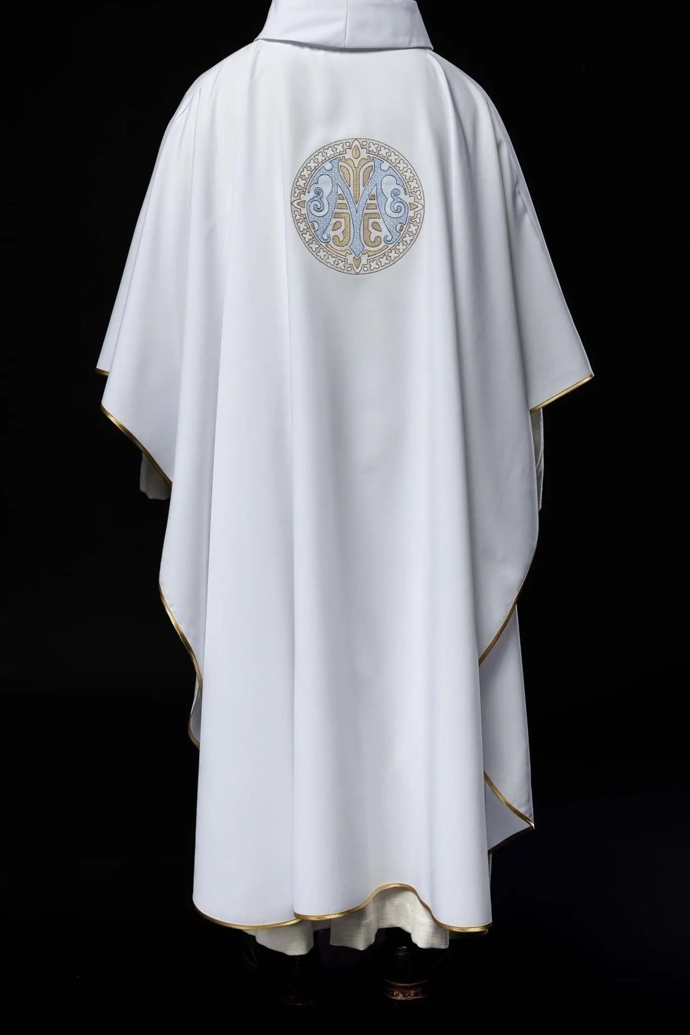 Embroidered Marian Chasuble – White