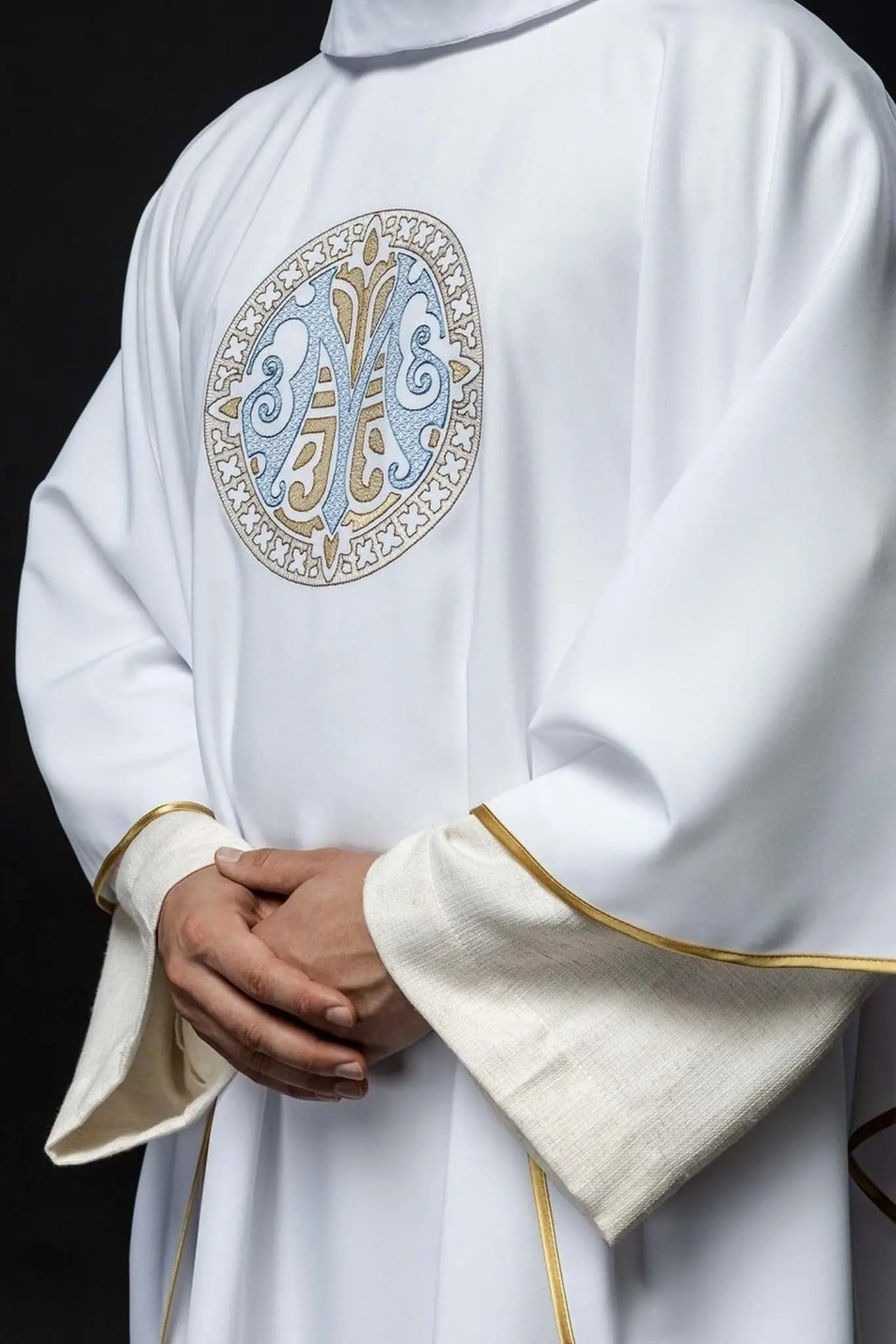 Embroidered Marian Chasuble – White