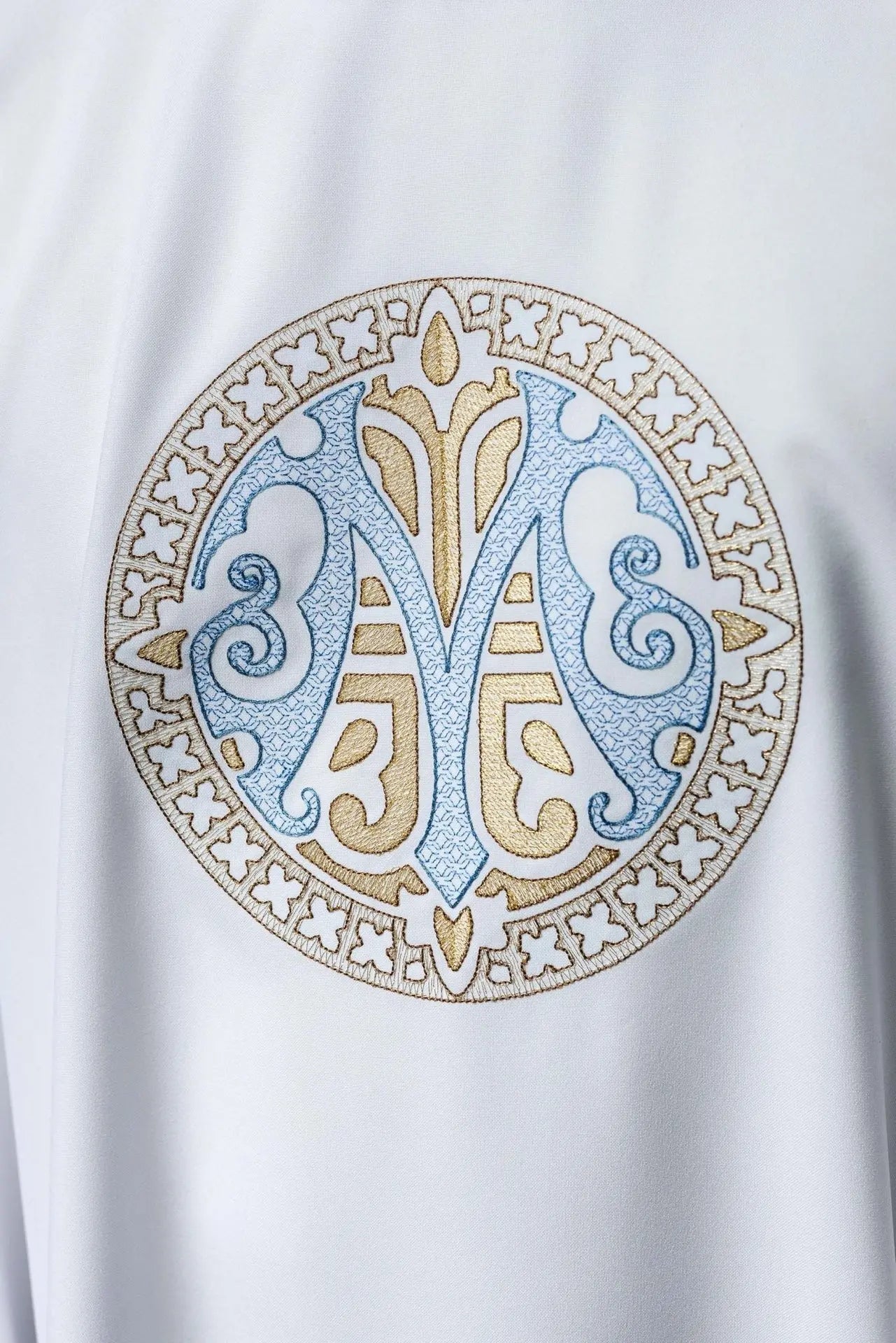 Embroidered Marian Chasuble – White