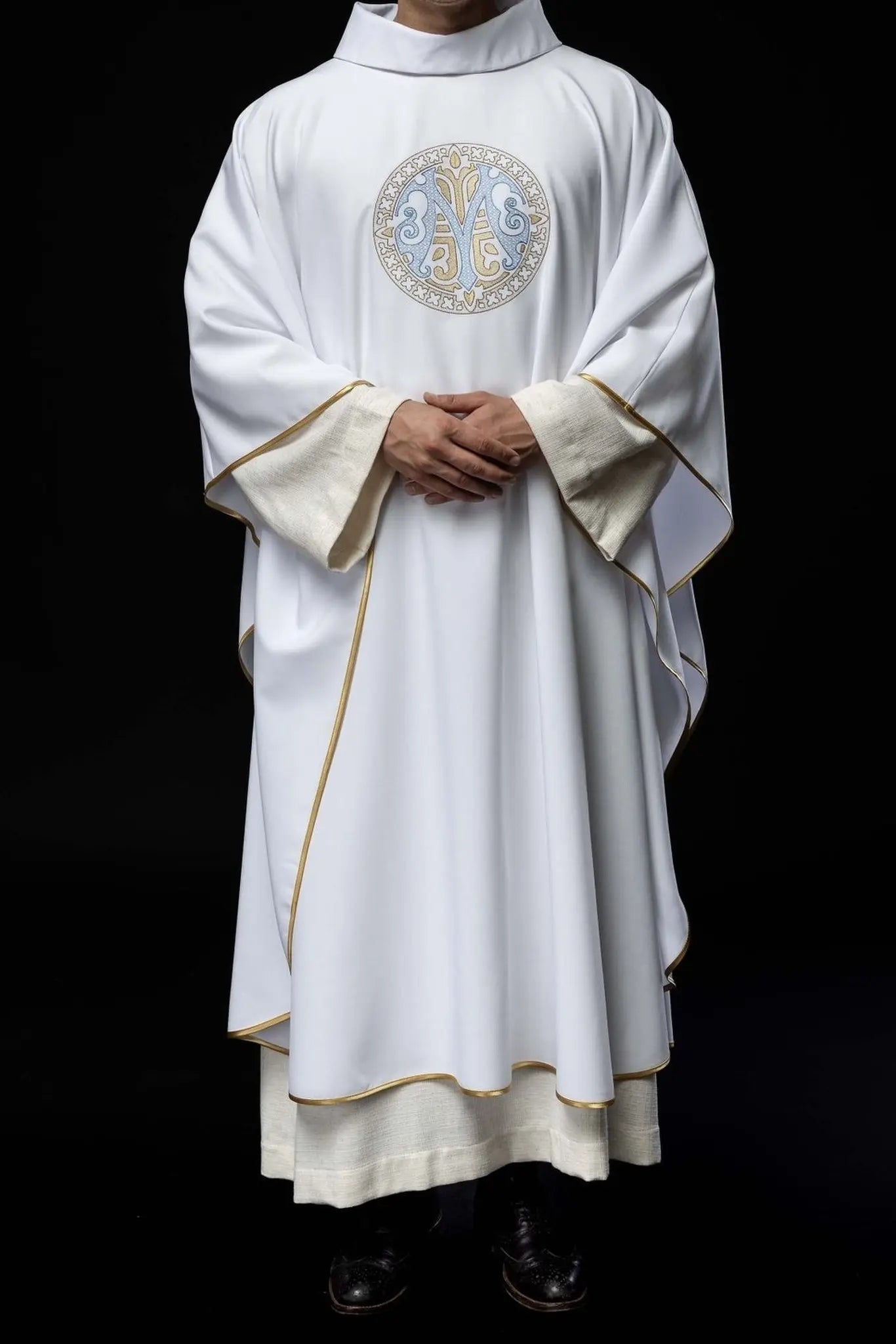 Embroidered Marian Chasuble – White