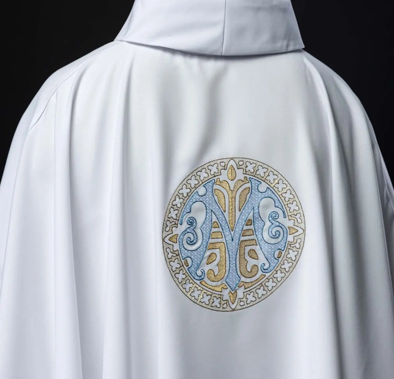 Embroidered Marian Chasuble – White
